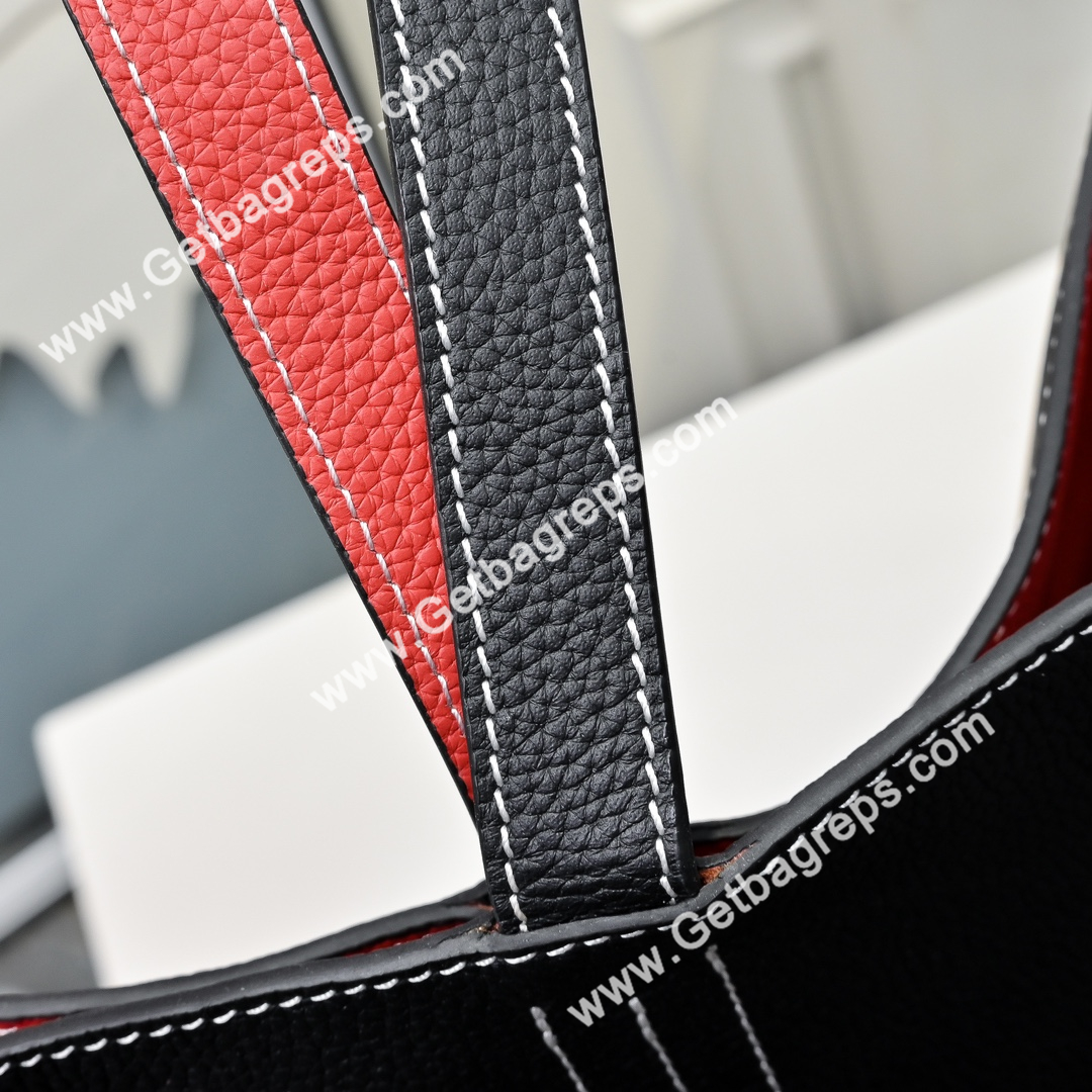 Hermes Double Sens Tote Bag Light Black with Red