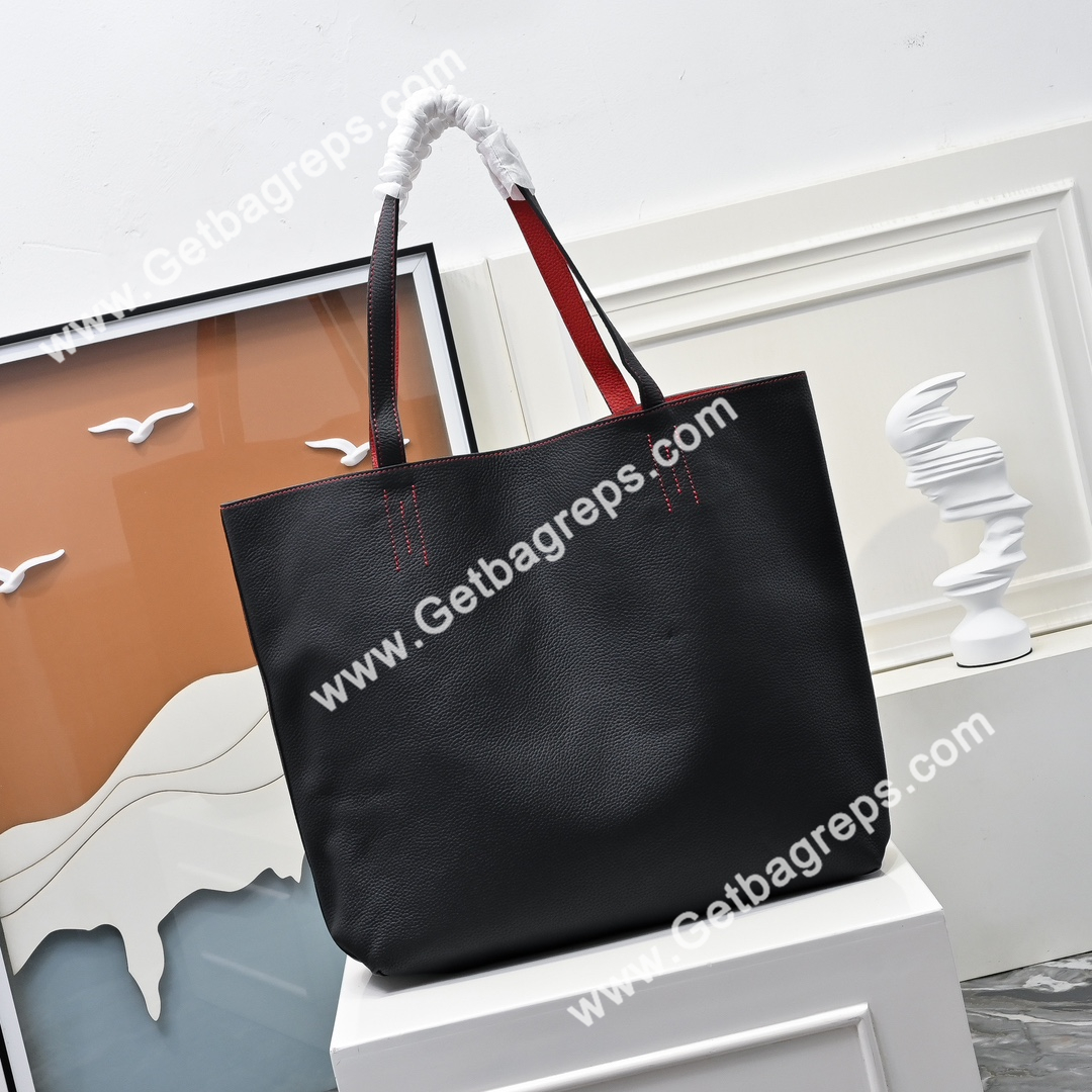 Hermes Double Sens Tote Bag Light Black with Rose