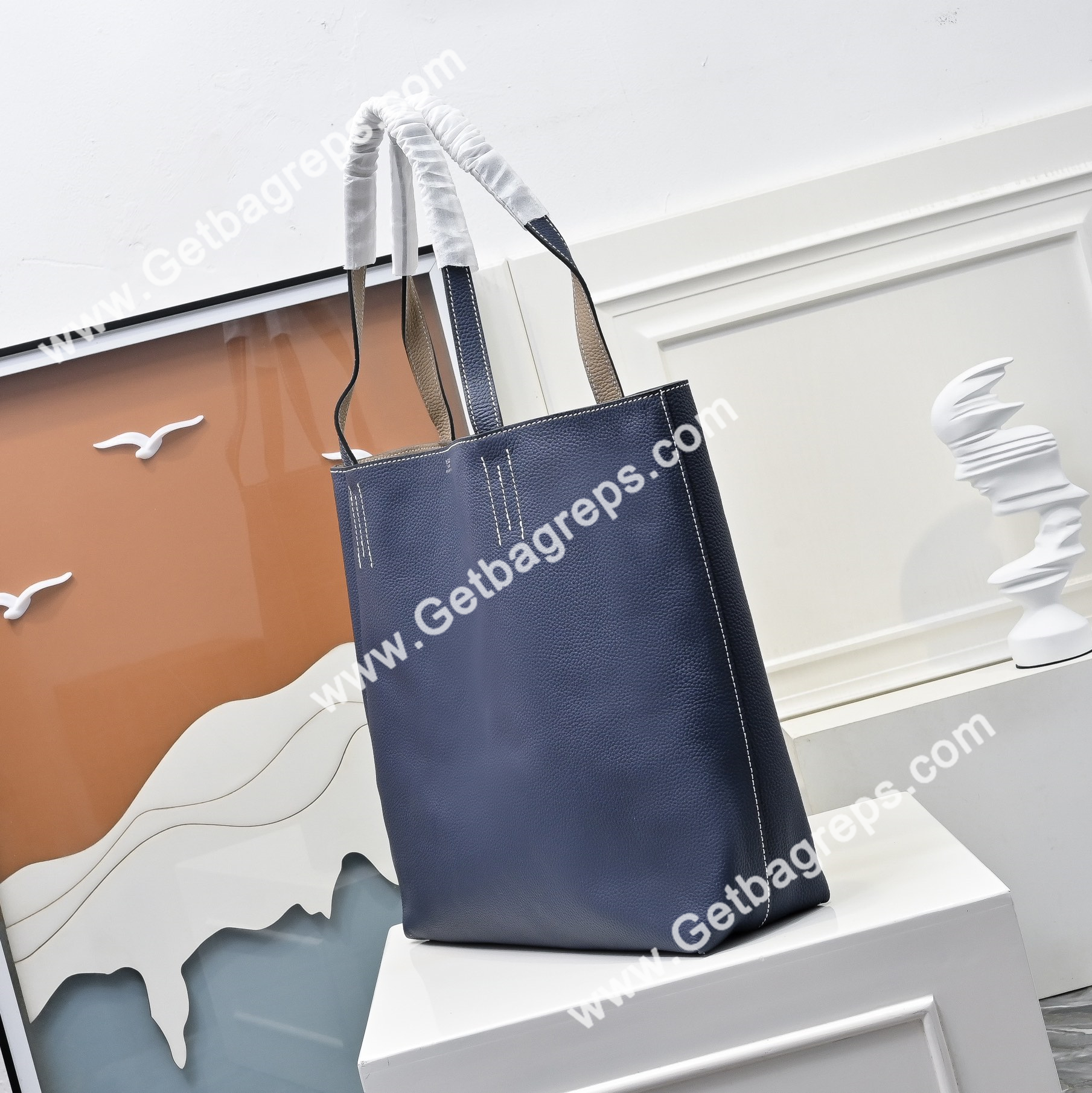 Hermes Double Sens Tote Bag Light Blue with Elephant