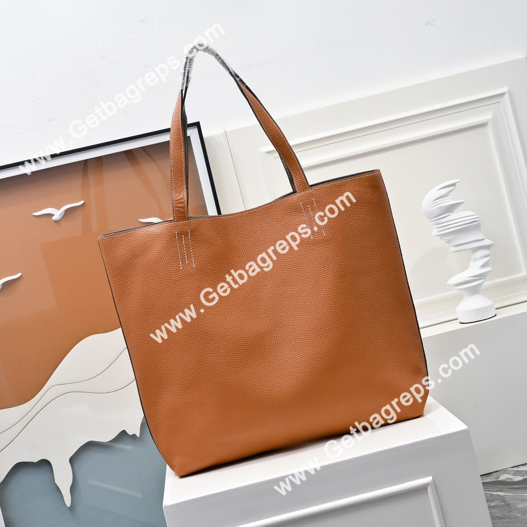 Hermes Double Sens Tote Bag Light Brown with Grey