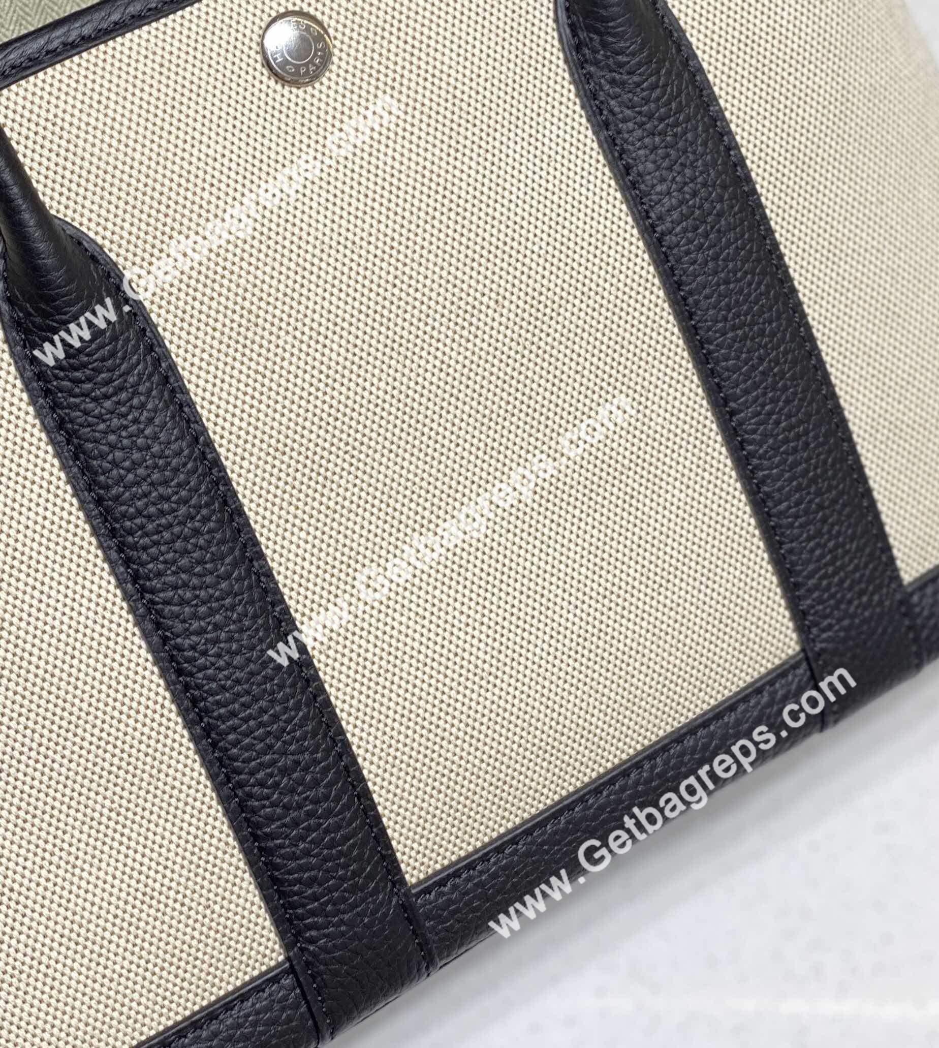 Hermes Garden Party 30cm Black Togo Leather With Canvas