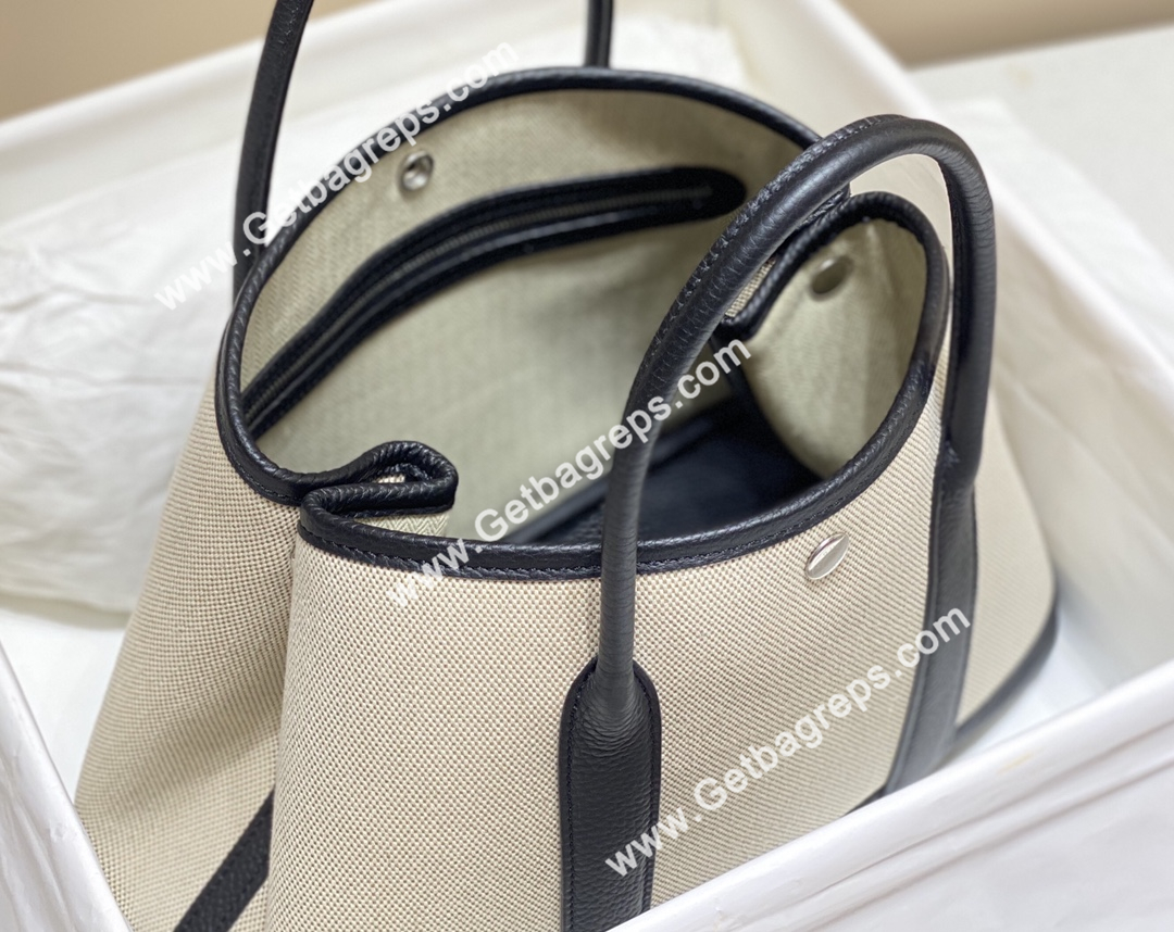 Hermes Garden Party 30cm Black Togo Leather With Canvas