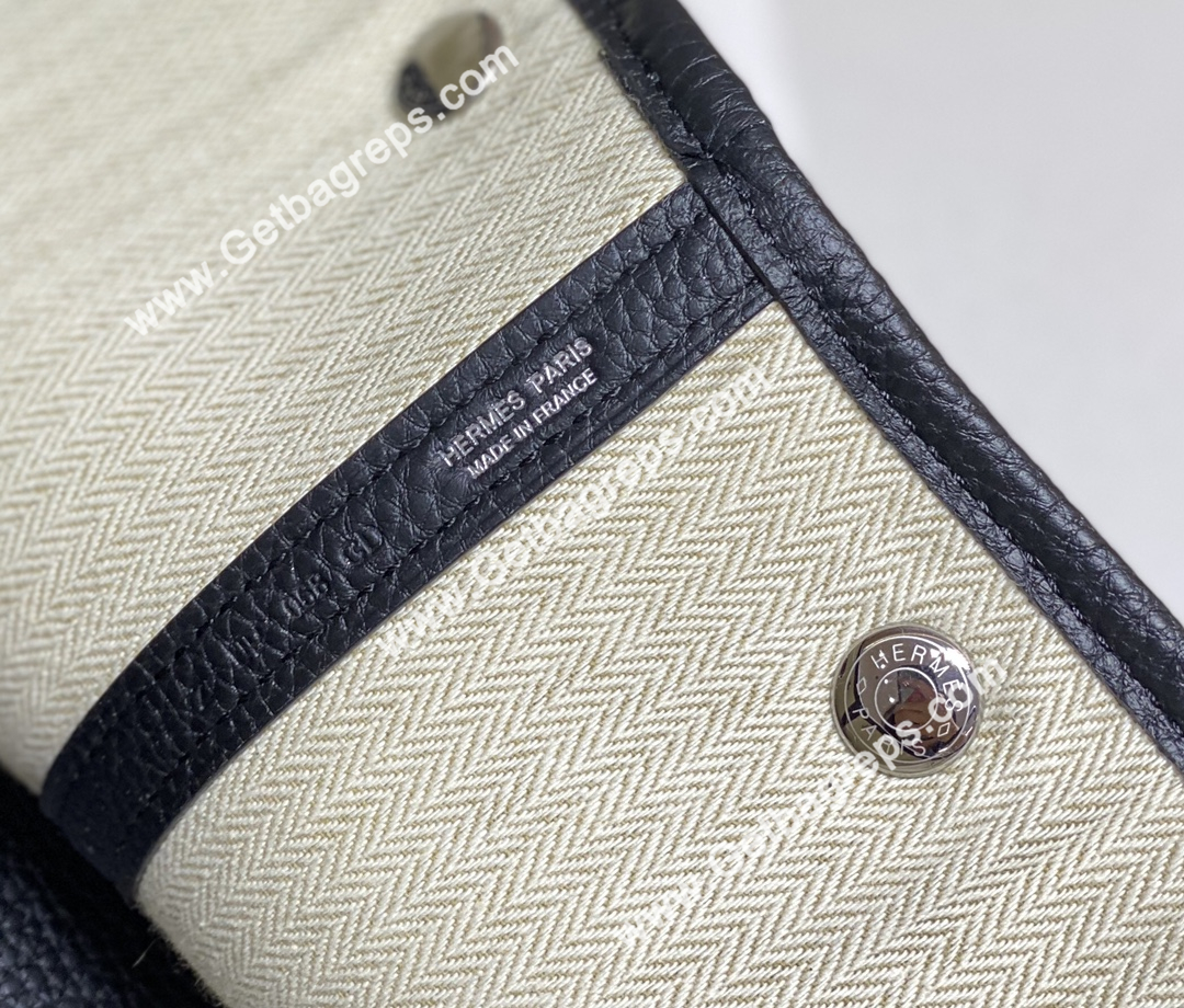 Hermes Garden Party 30cm Black Togo Leather With Canvas