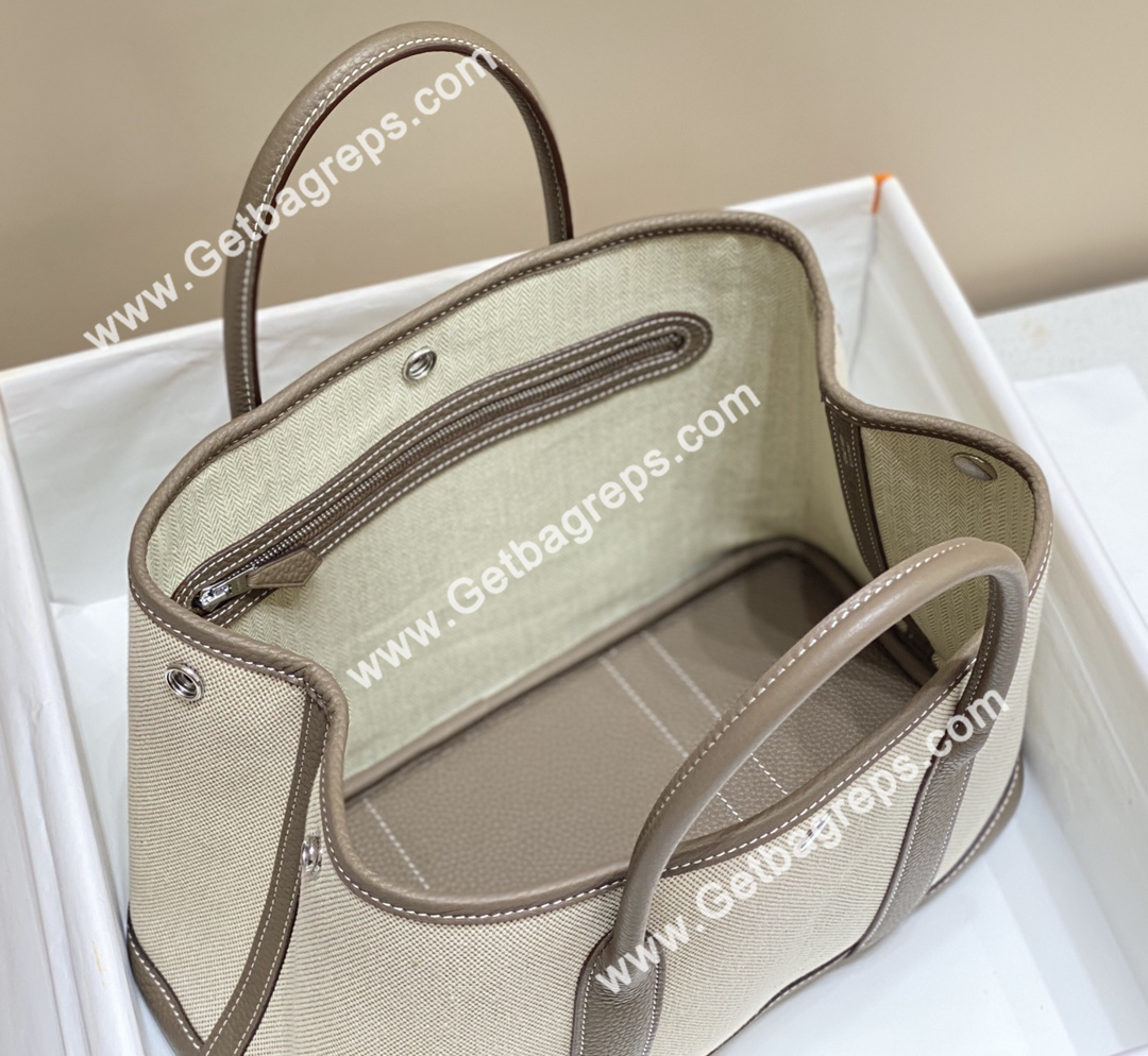 Hermes Garden Party 30cm Togo Elephant Leather With Canvas