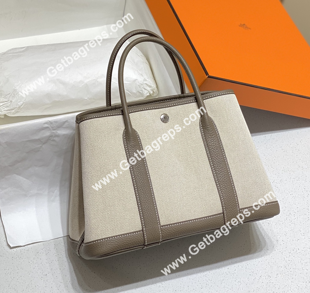 Hermes Garden Party 30cm Togo Elephant Leather With Canvas