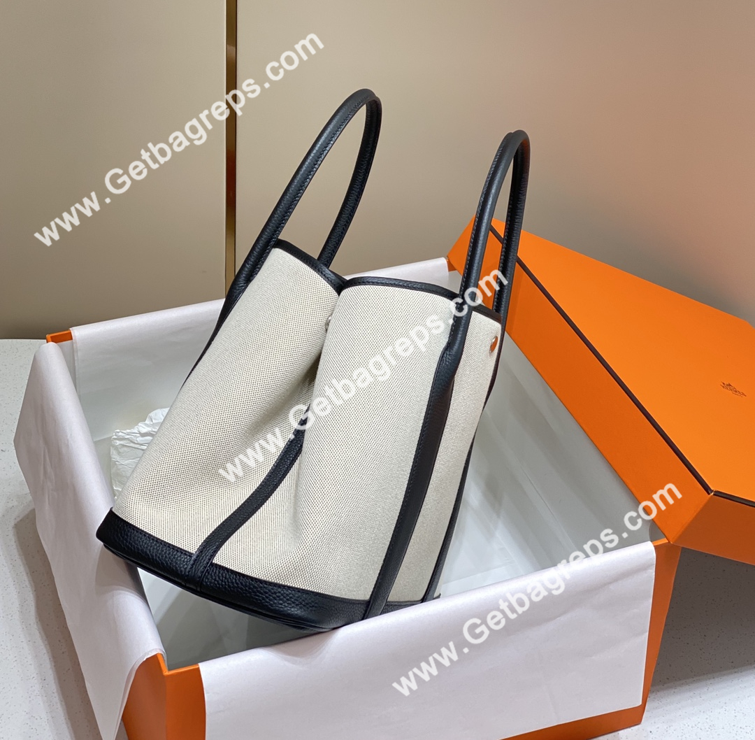 Hermes Garden Party 36cm Black Togo Leather With Canvas