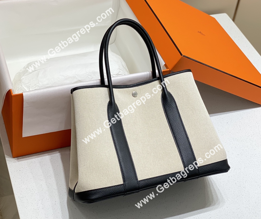 Hermes Garden Party 36cm Black Togo Leather With Canvas