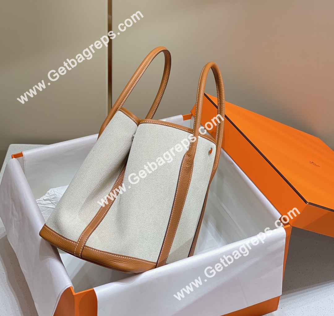 Hermes Garden Party 36cm Brown Togo Leather With Canvas