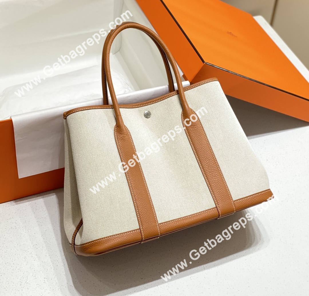 Hermes Garden Party 36cm Brown Togo Leather With Canvas