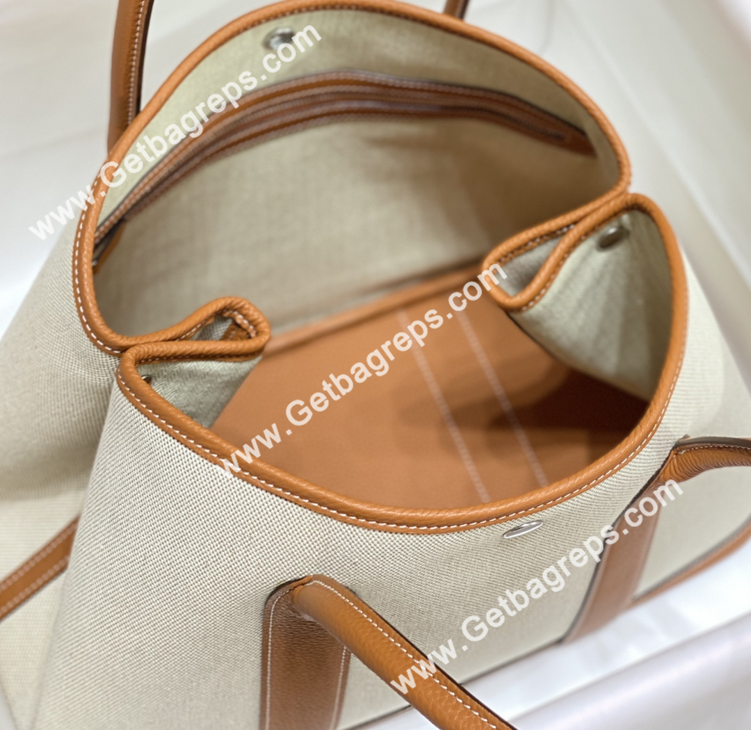 Hermes Garden Party 36cm Brown Togo Leather With Canvas