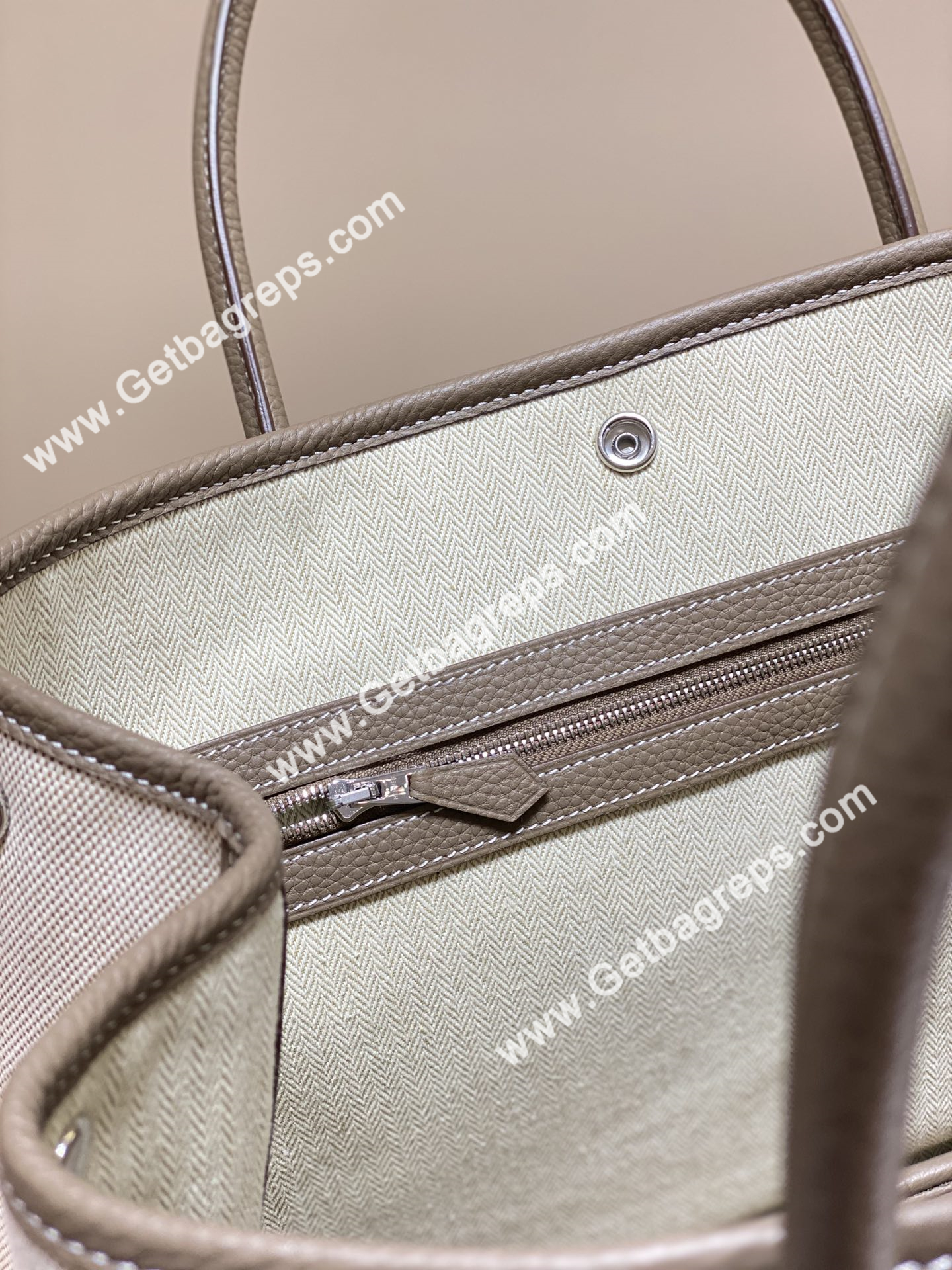 Hermes Garden Party 36cm Togo Elephant Leather With Canvas