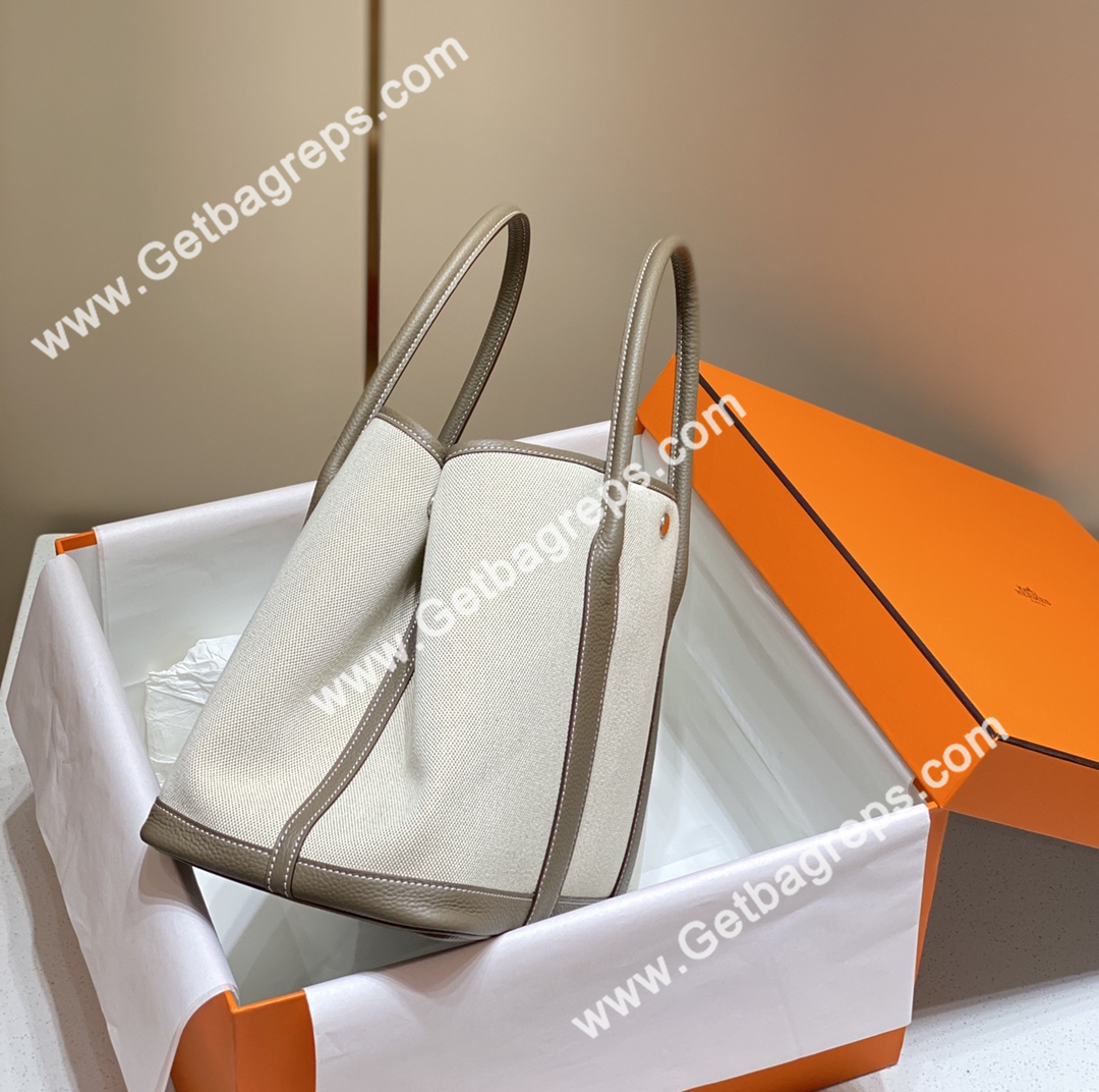 Hermes Garden Party 36cm Togo Elephant Leather With Canvas