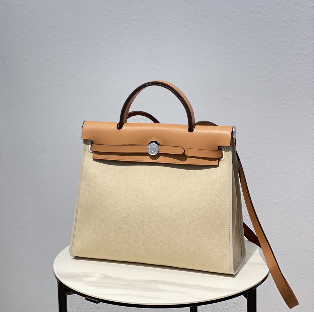 Hermes Herbag Apricot and Brown