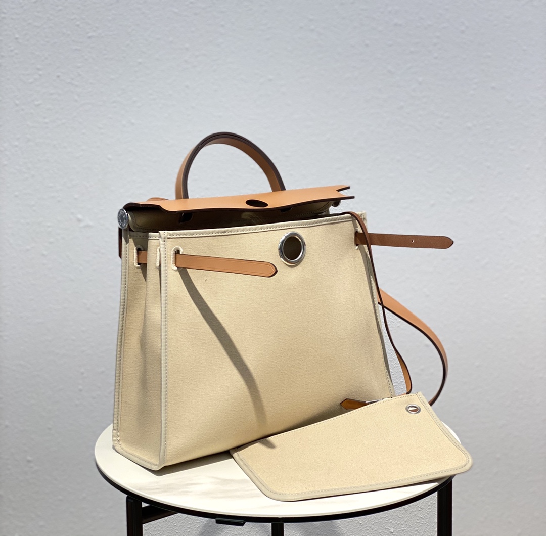 Hermes Herbag Apricot and Brown