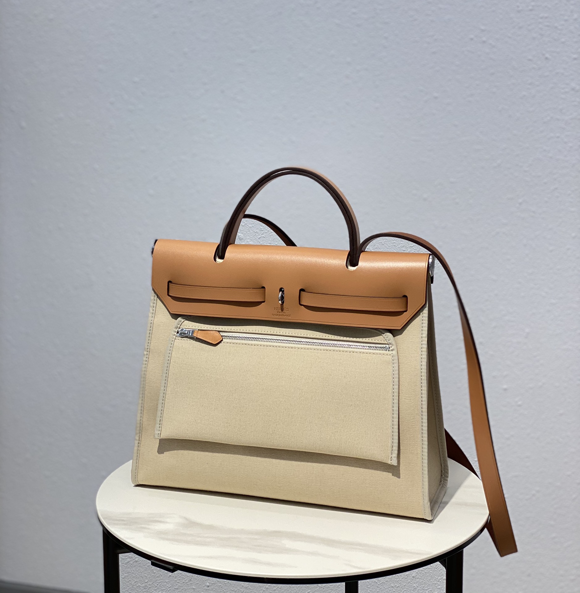 Hermes Herbag Apricot and Brown