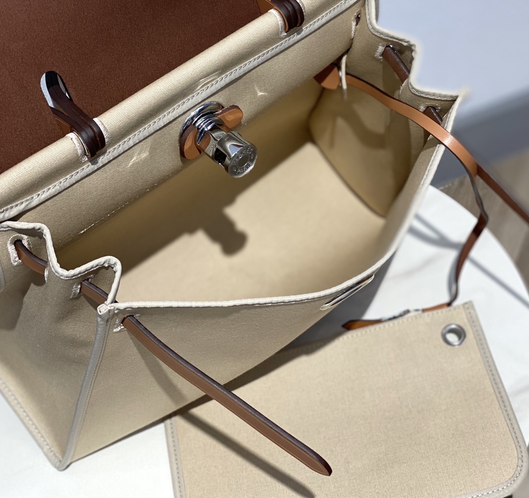 Hermes Herbag Apricot and Brown