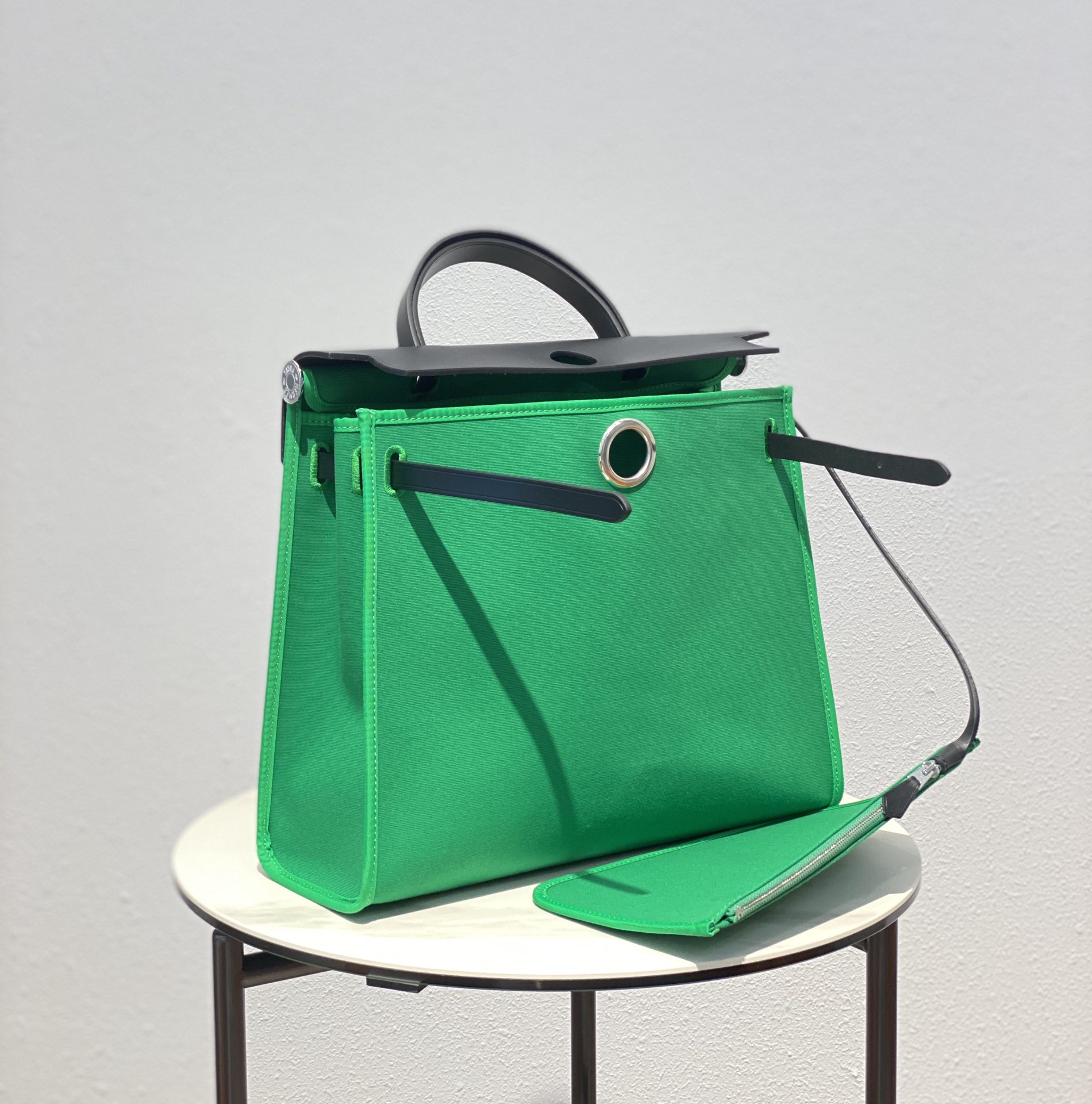 Hermes Herbag Elephant Green and Black