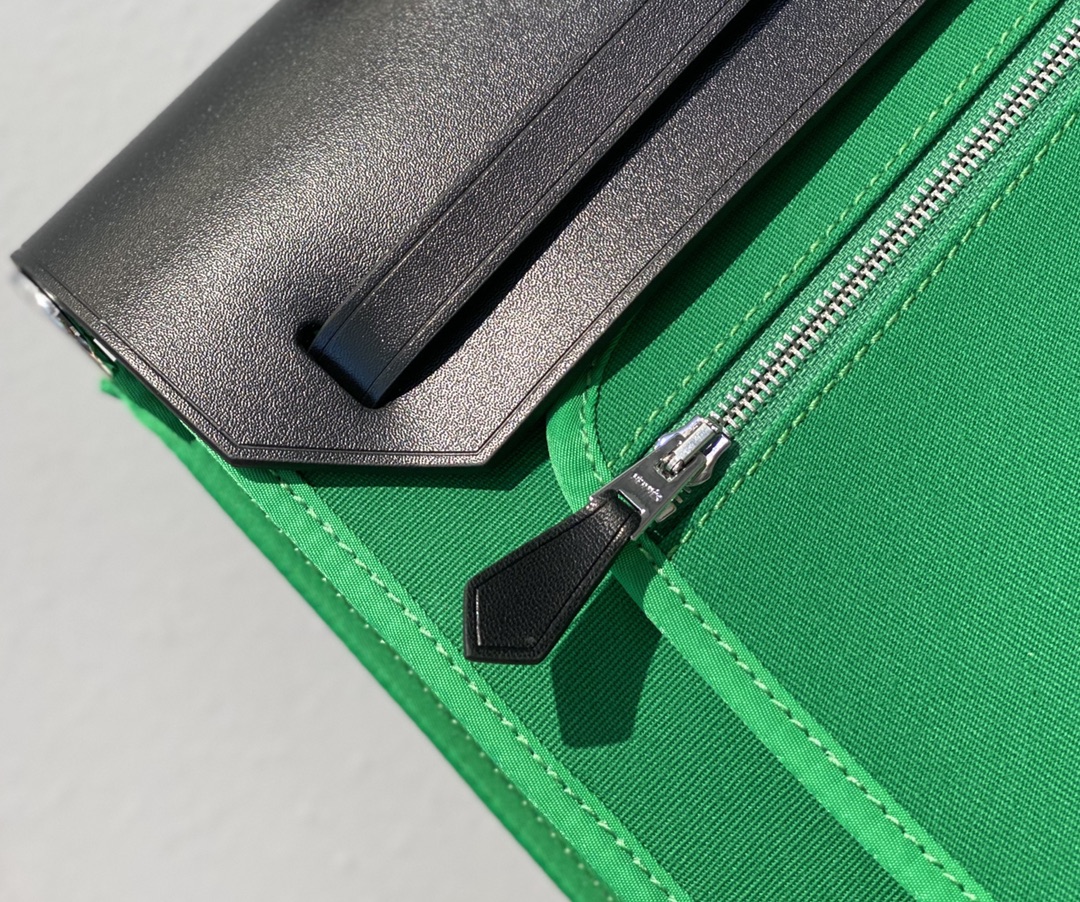 Hermes Herbag Elephant Green and Black