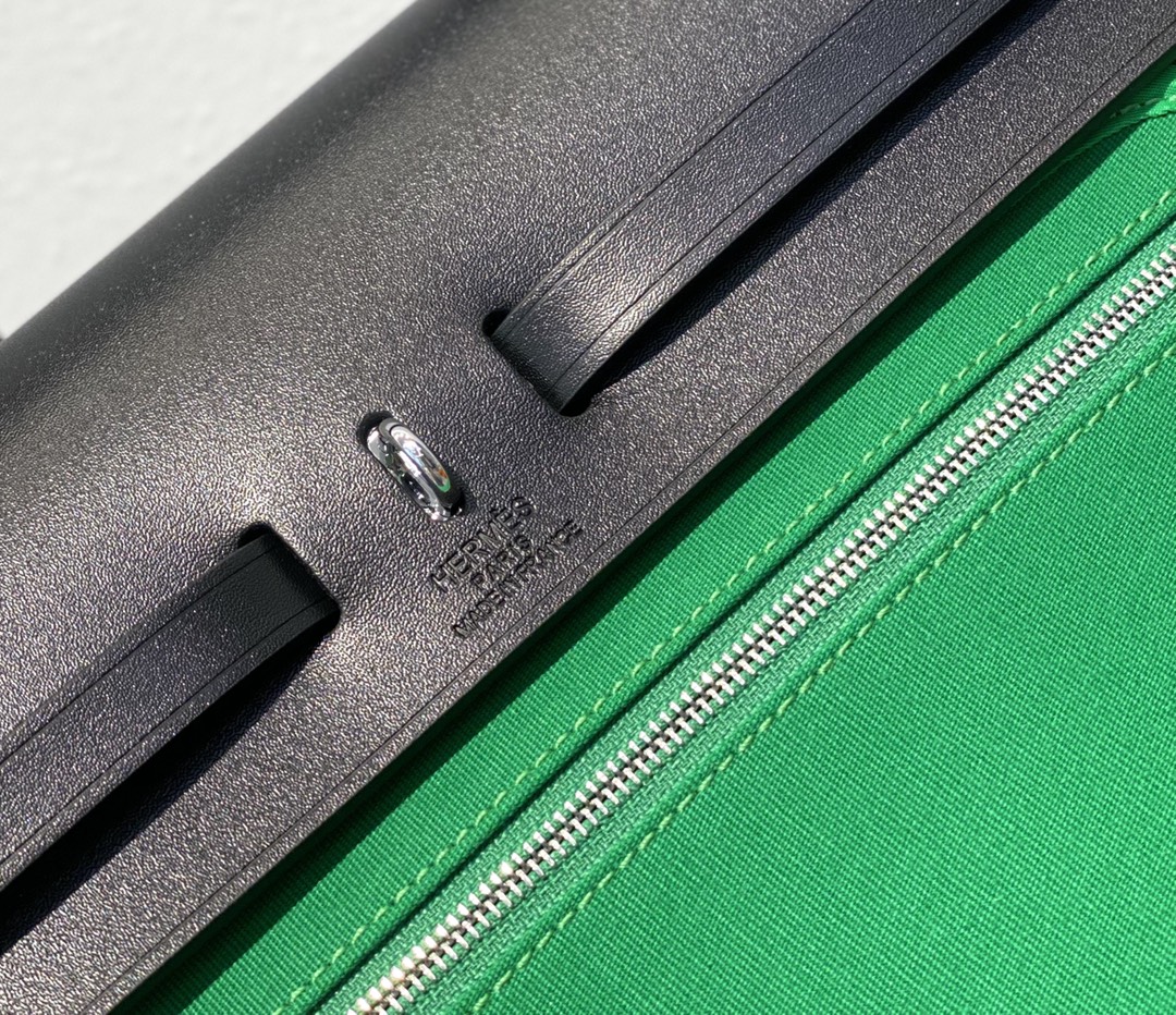 Hermes Herbag Elephant Green and Black