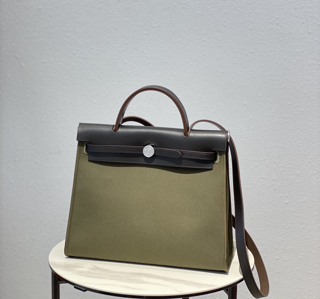 Hermes Herbag Green and Black