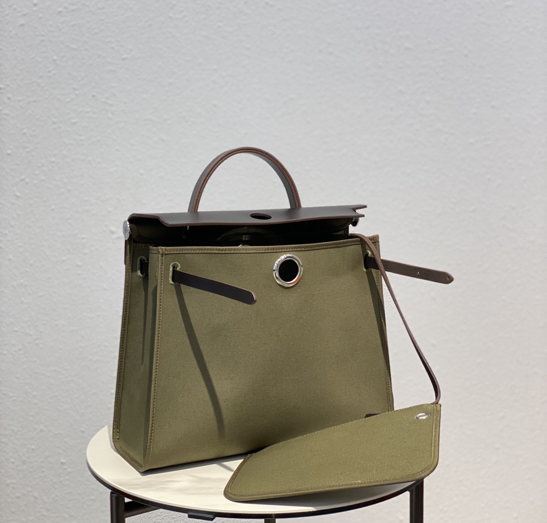 Hermes Herbag Green and Black