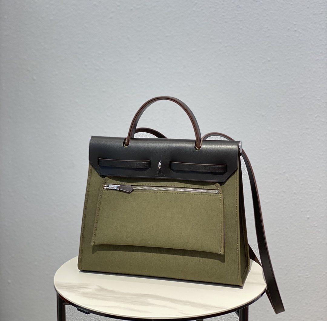 Hermes Herbag Green and Black