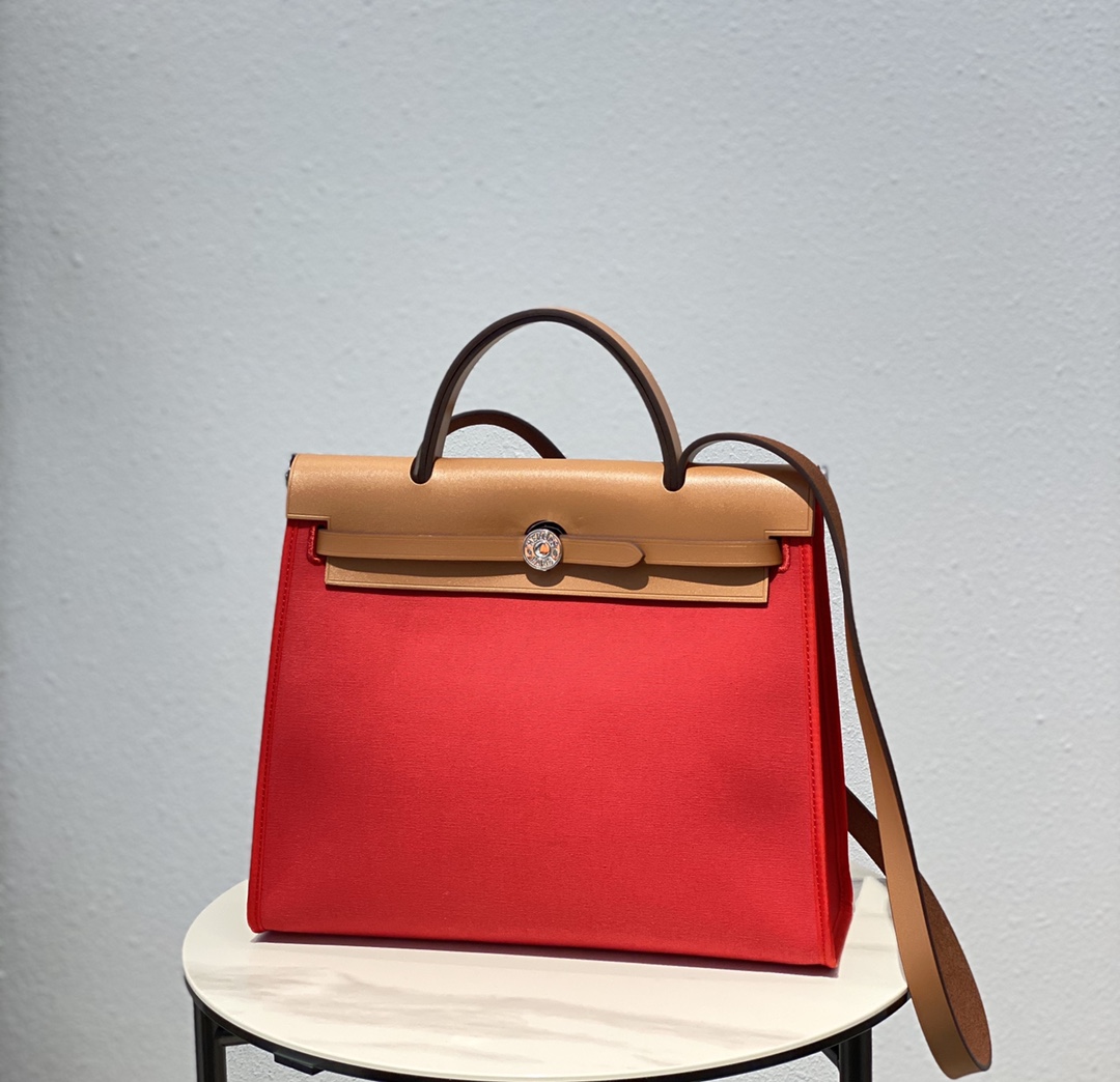 Hermes Herbag Red and Brown