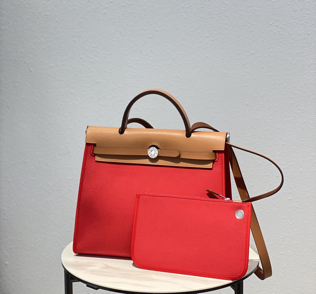 Hermes Herbag Red and Brown