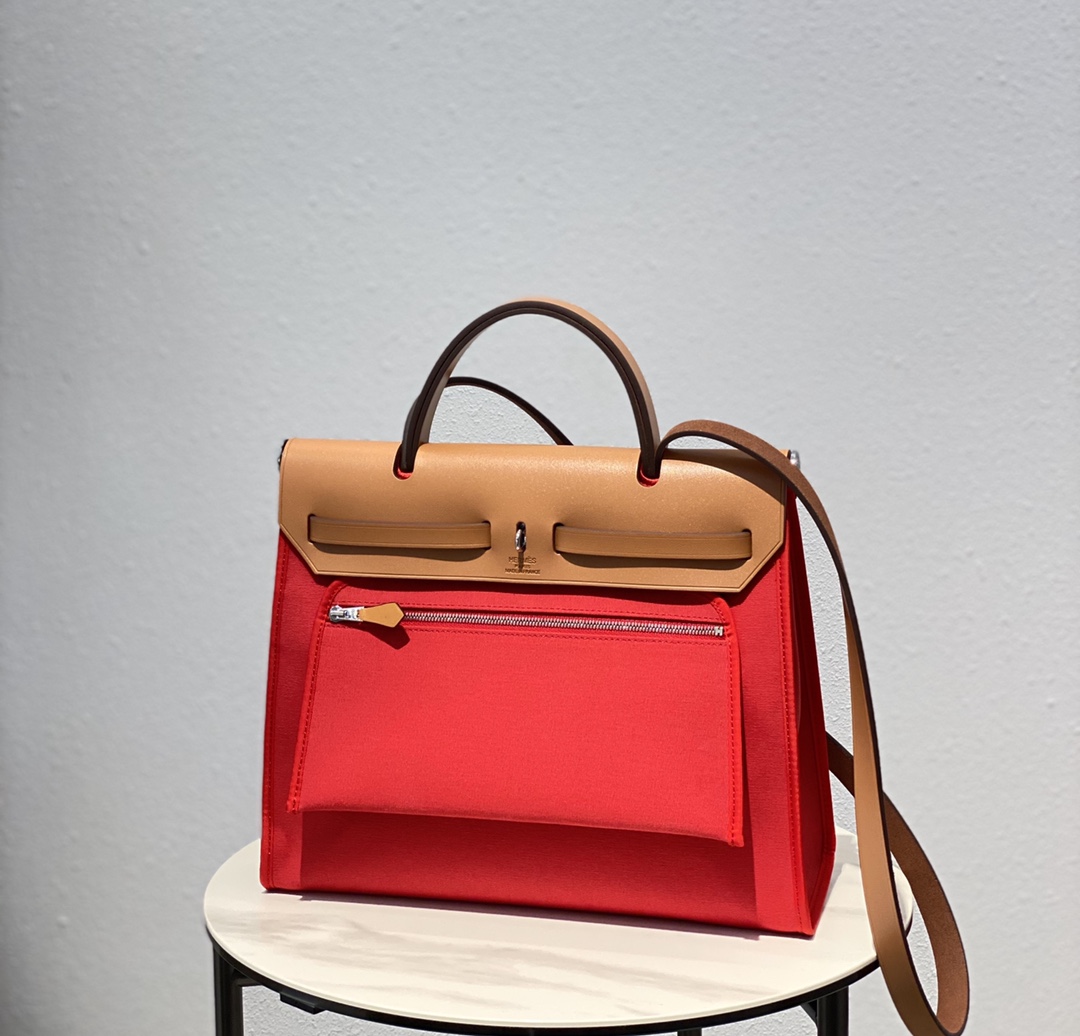Hermes Herbag Red and Brown