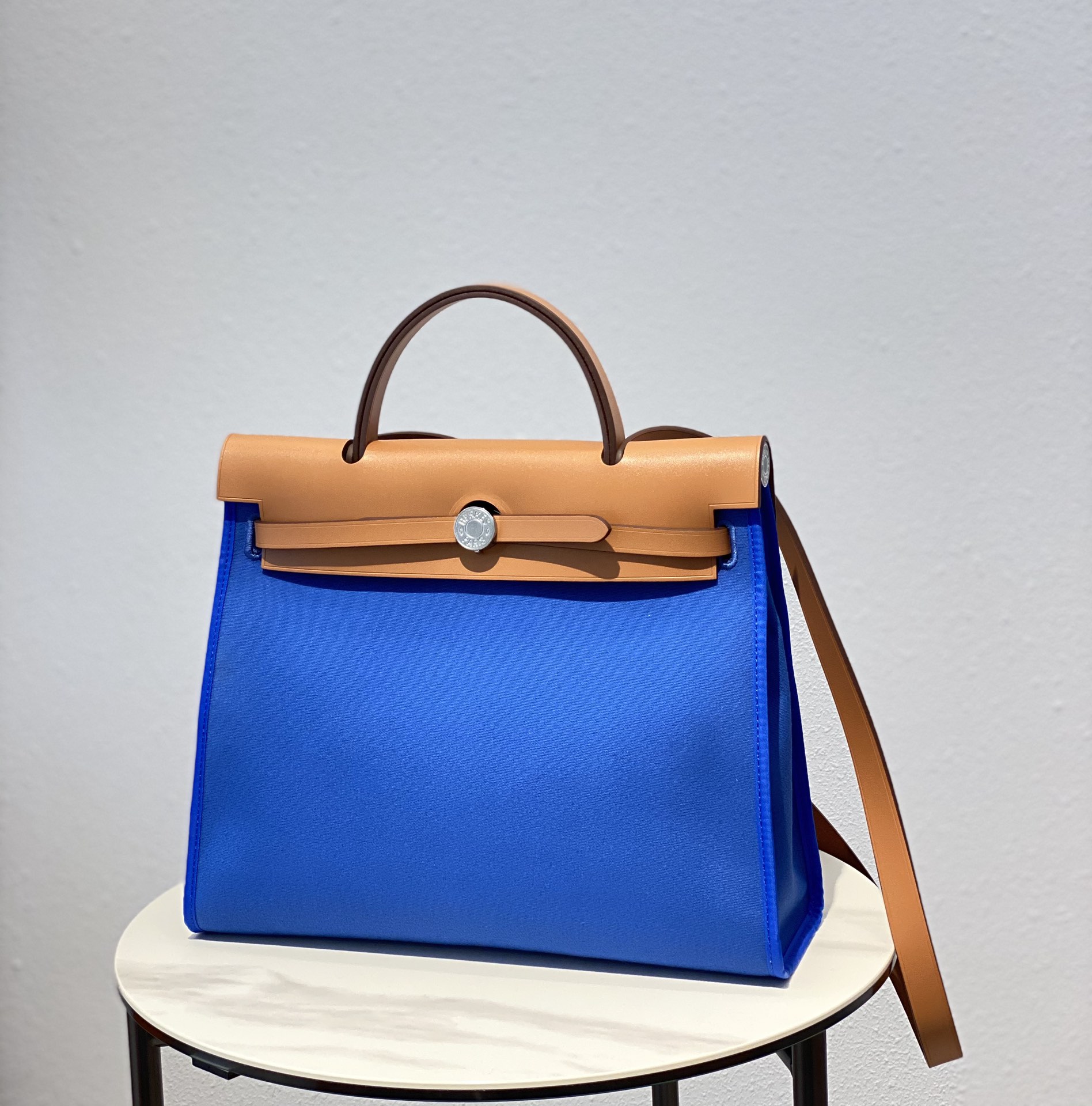 Hermes Herbag Sky Blue and Black