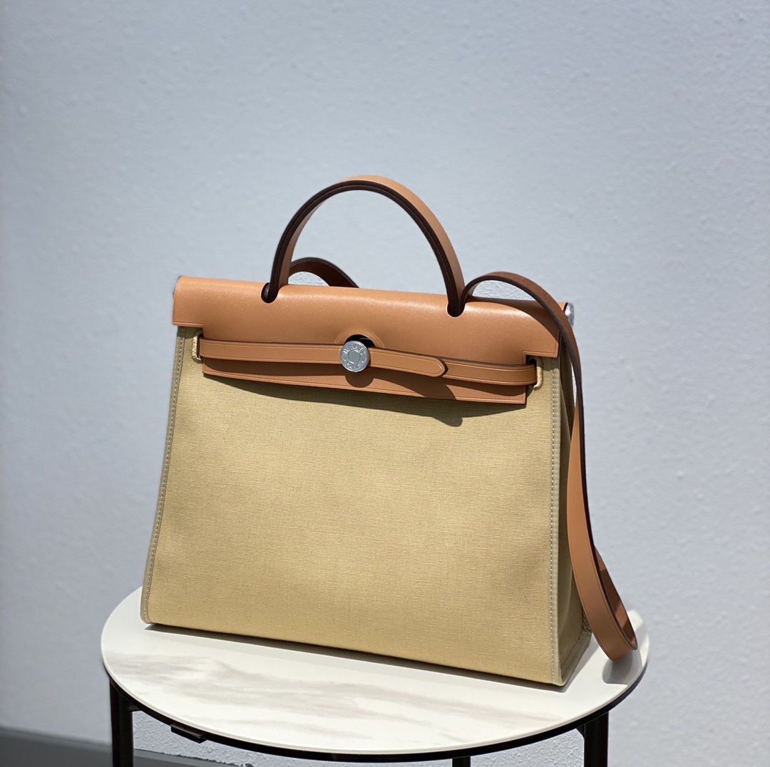Hermes Herbag Windbreaker Gray and Light Brown