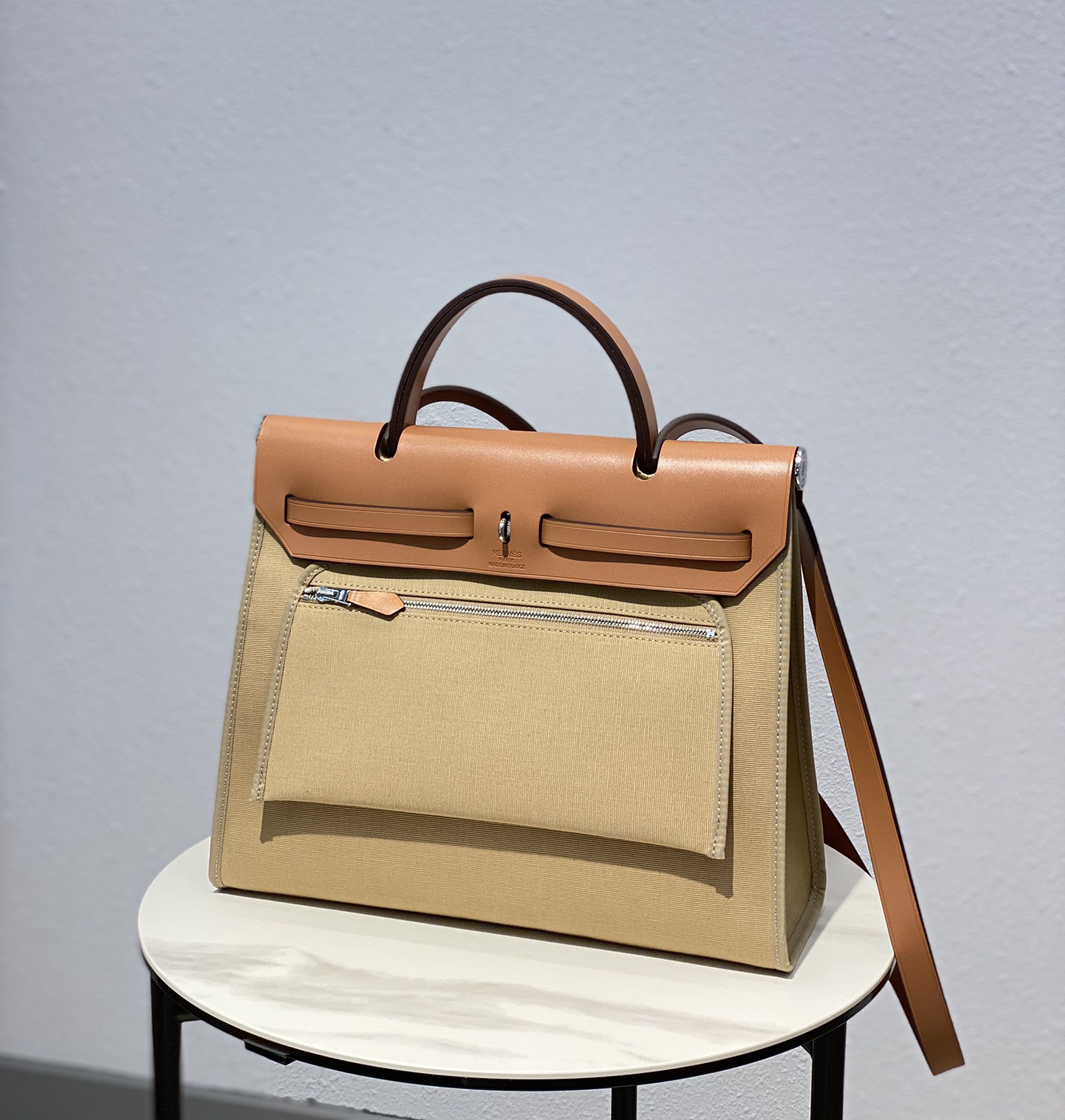 Hermes Herbag Windbreaker Gray and Light Brown