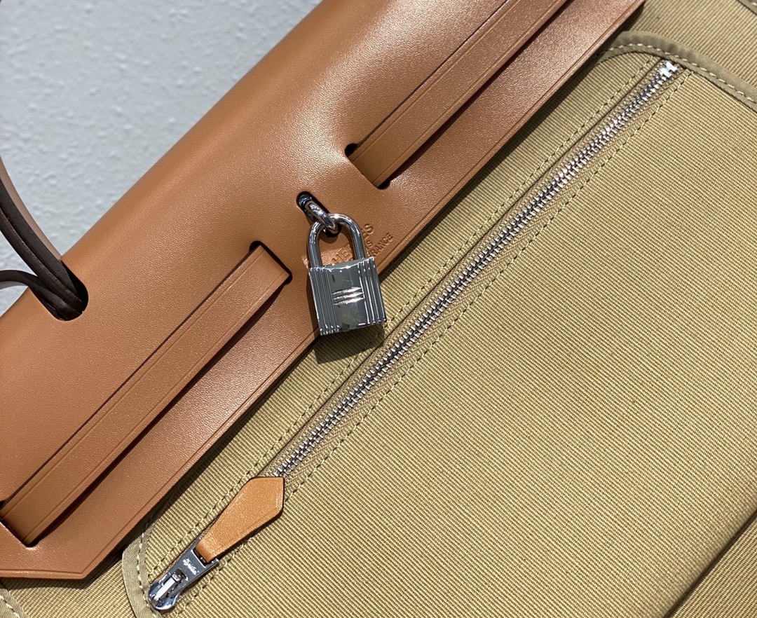 Hermes Herbag Windbreaker Gray and Light Brown