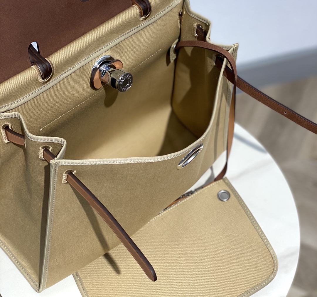 Hermes Herbag Windbreaker Gray and Light Brown