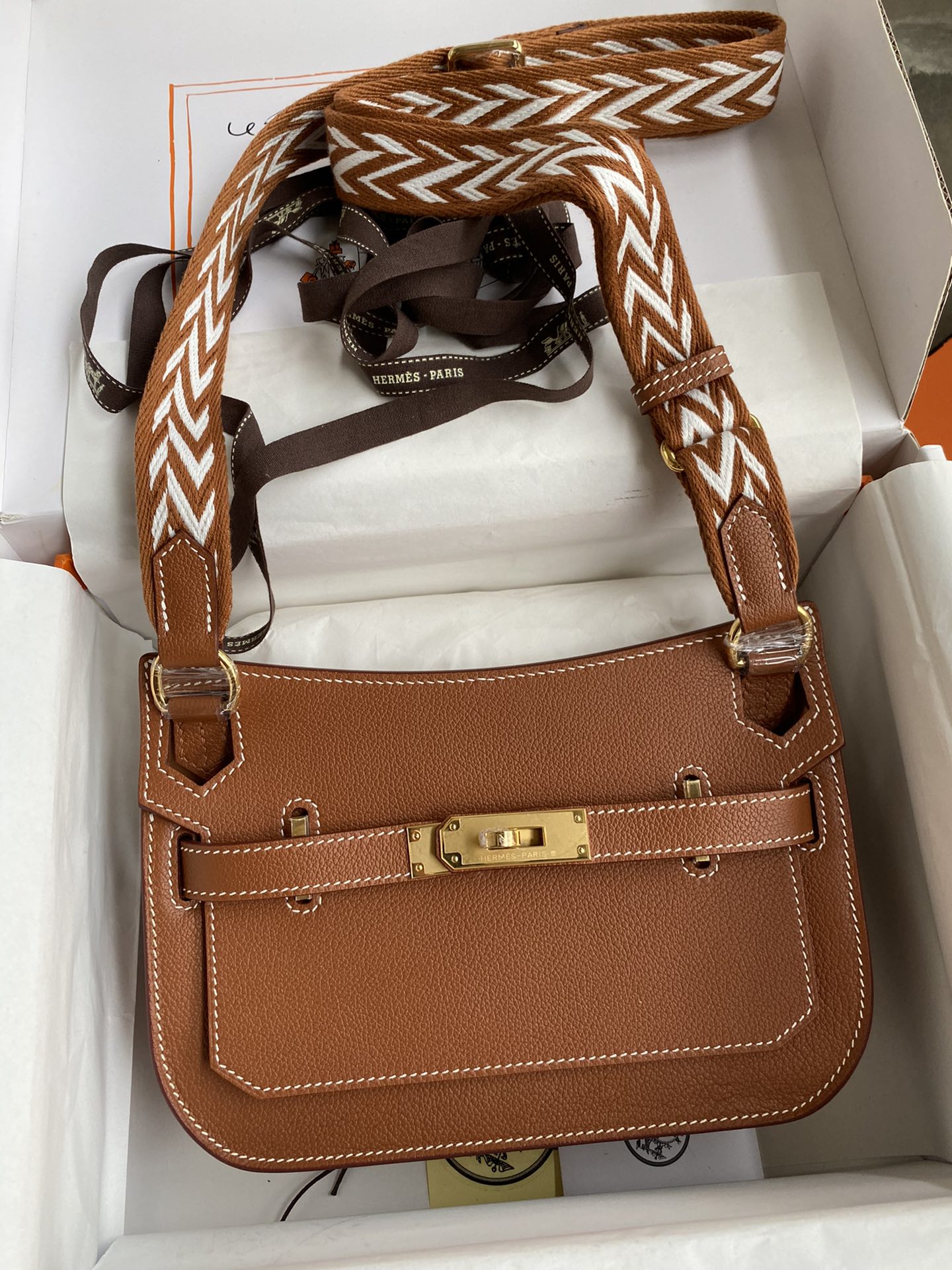 Hermes Jypsiere Mini Handmade Bag In Brown-1 Swift Calfskin With Gold