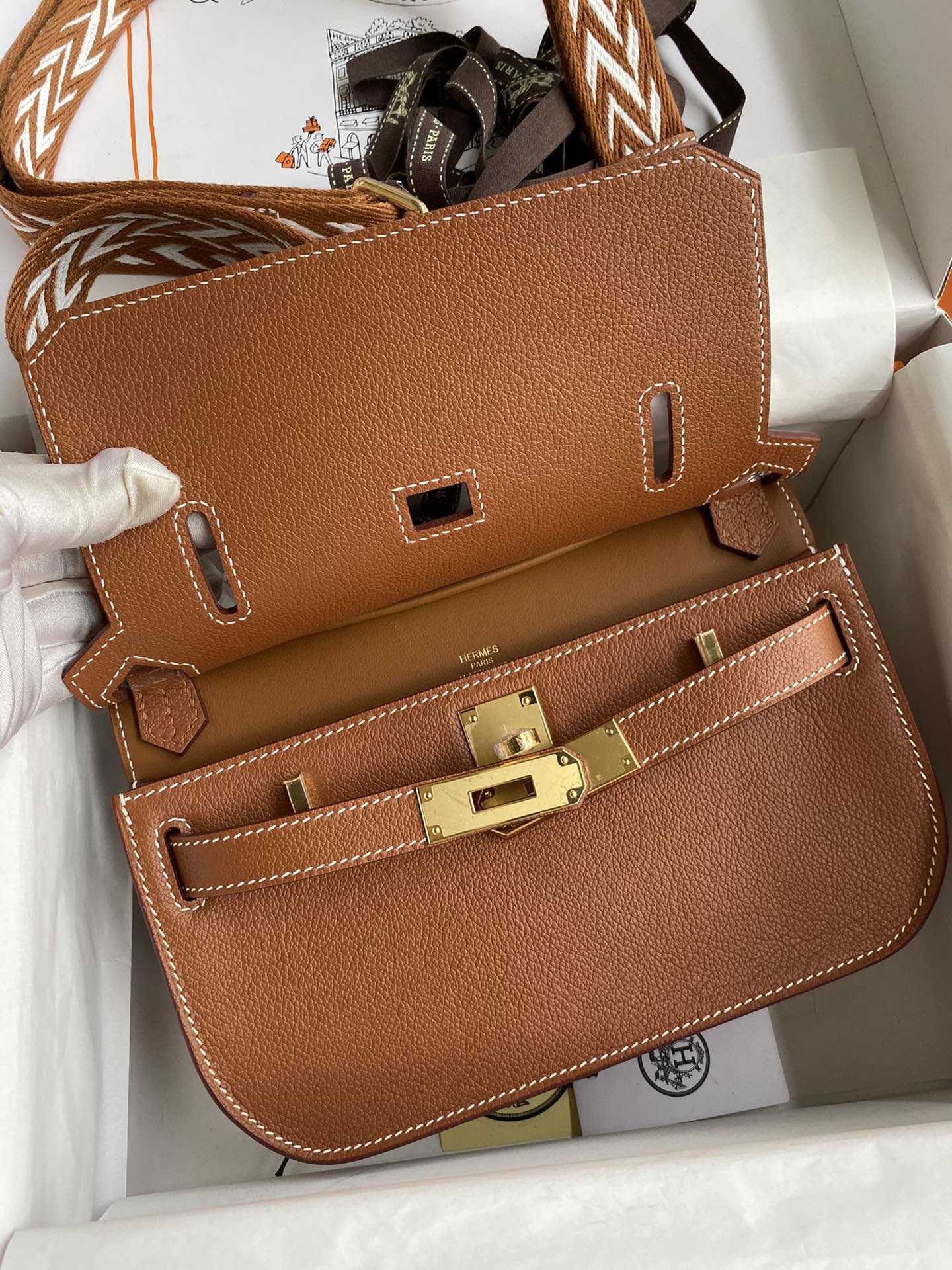 Hermes Jypsiere Mini Handmade Bag In Brown-1 Swift Calfskin With Gold