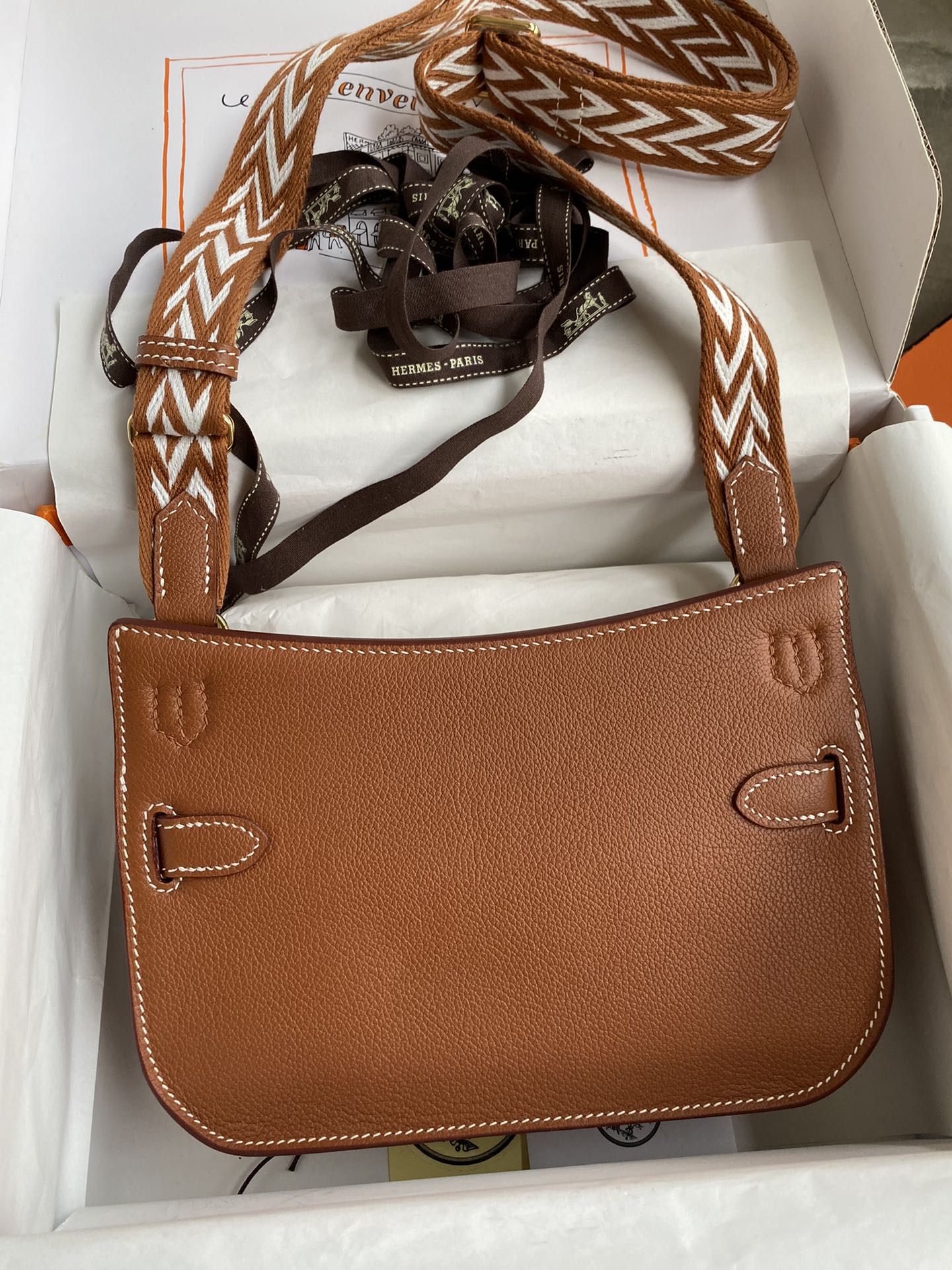 Hermes Jypsiere Mini Handmade Bag In Brown-1 Swift Calfskin With Gold