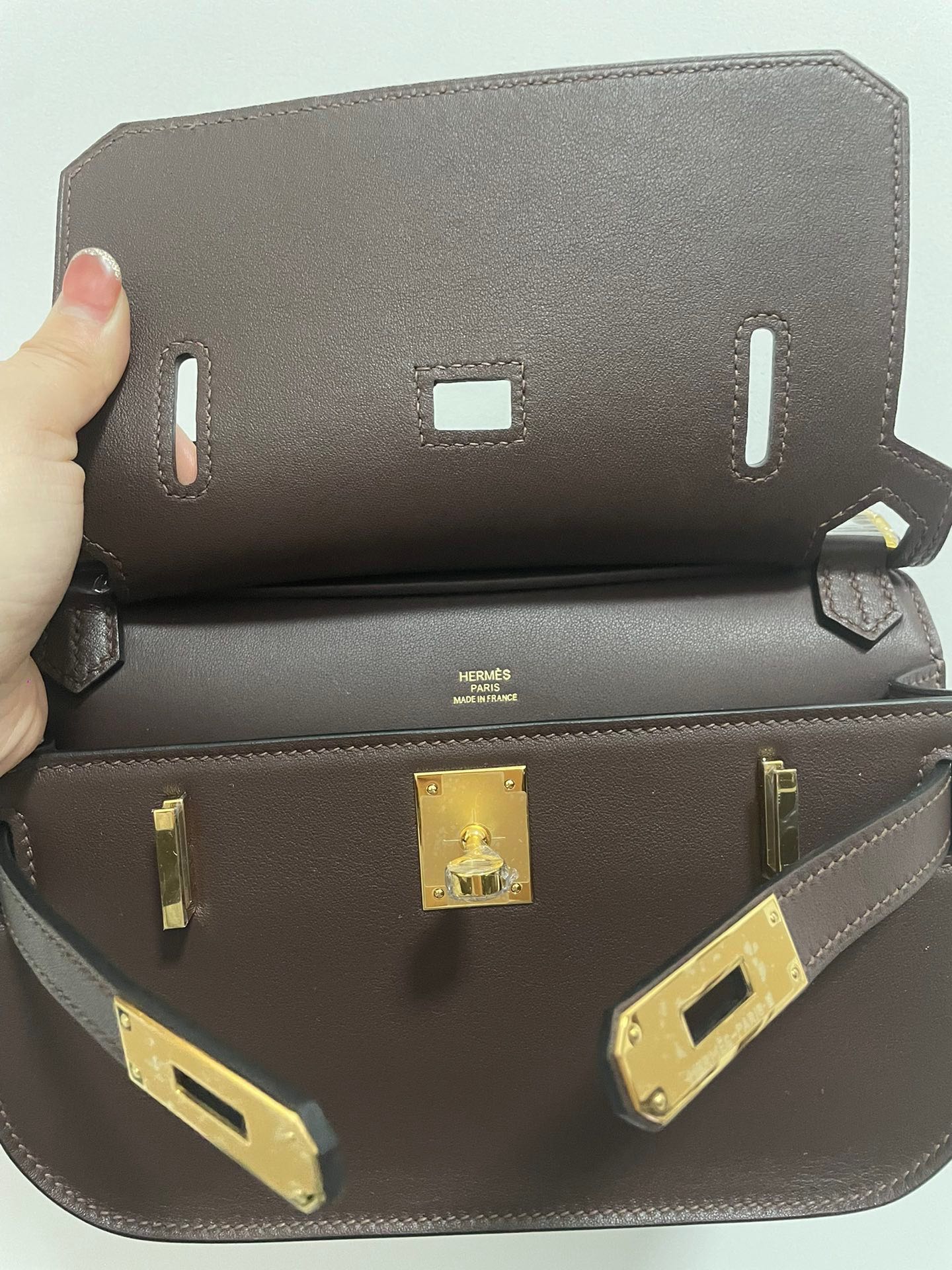 Hermes Jypsiere Mini Handmade Bag In Coffee Swift Calfskin With Gold