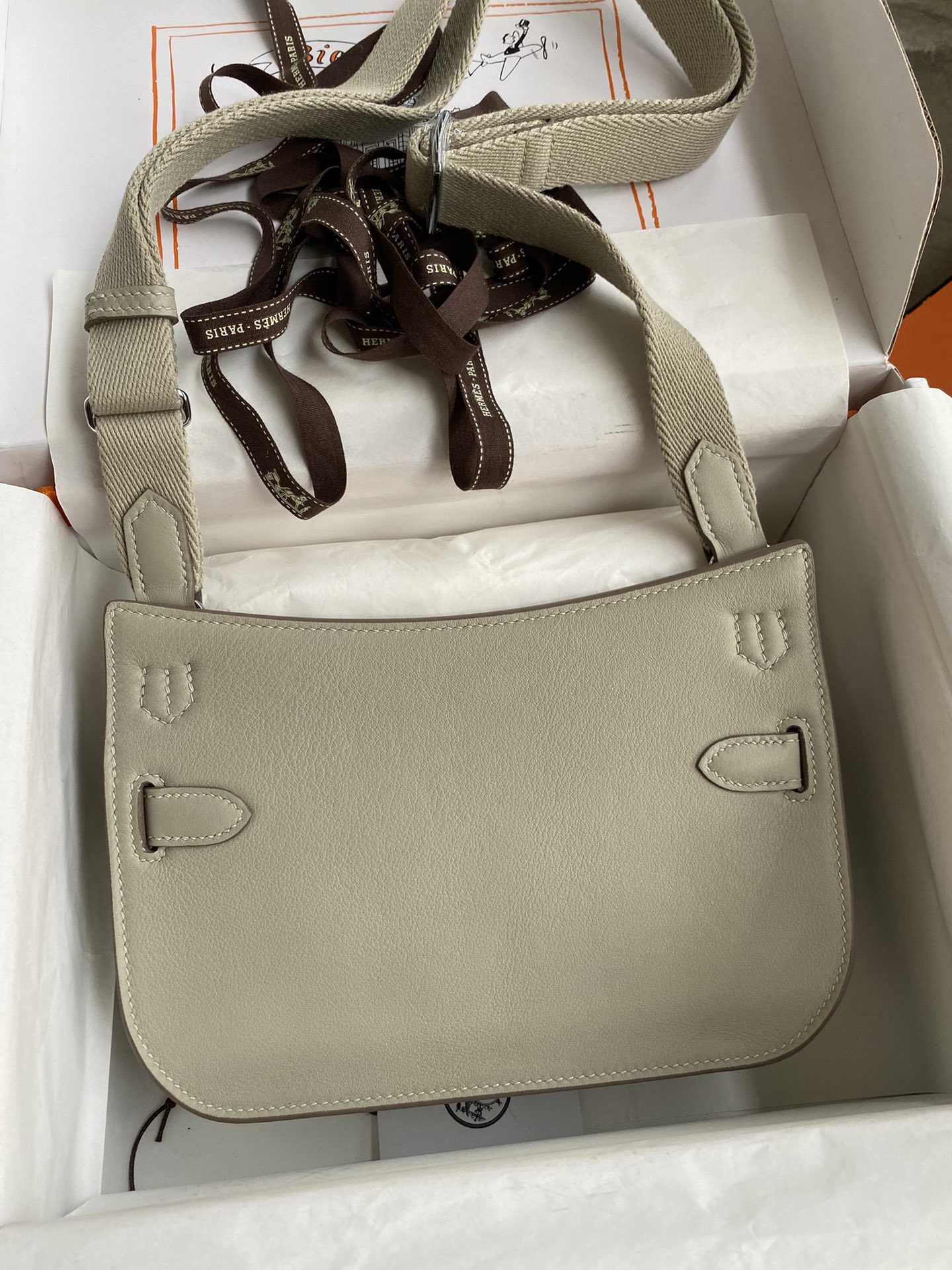 Hermes Jypsiere Mini Handmade Bag In Light Gray Swift Calfskin With Silver