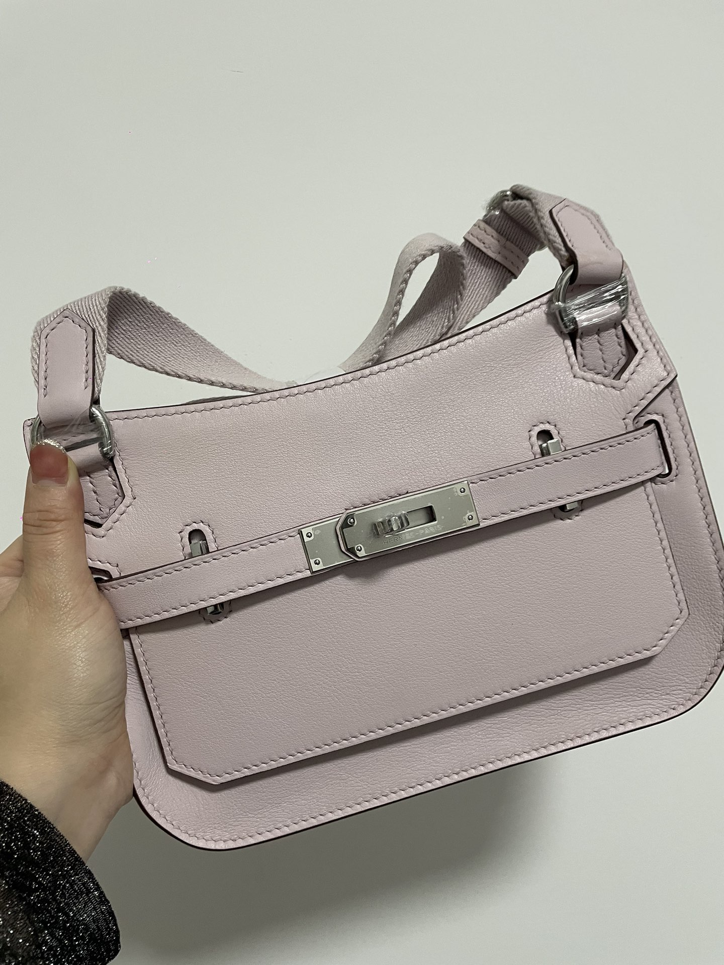 Hermes Jypsiere Mini Handmade Bag In Mauve Pale Evercolor Swift Calfskin