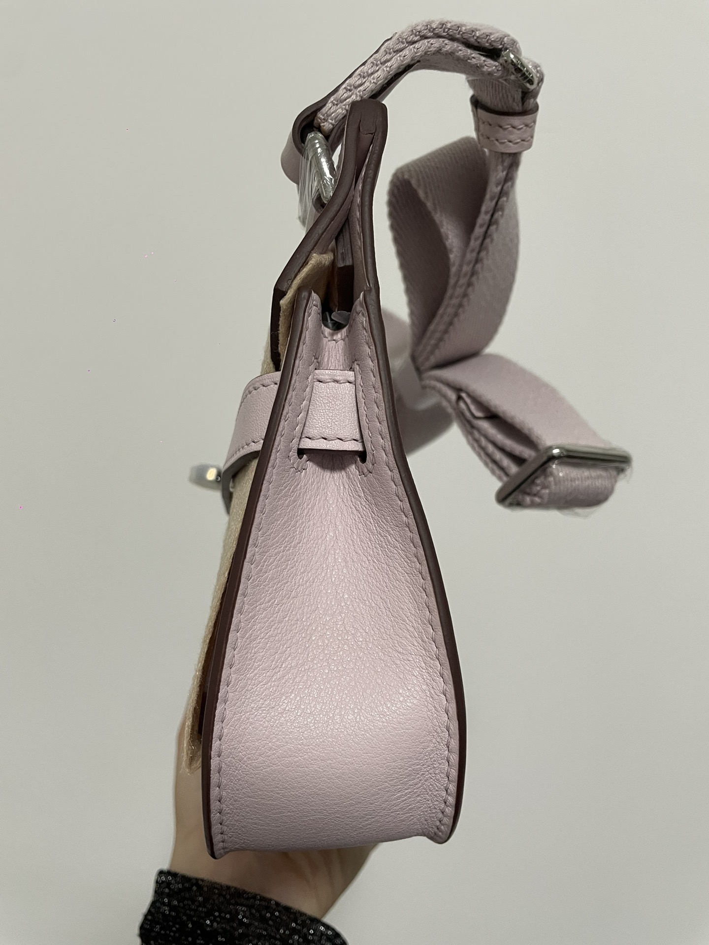 Hermes Jypsiere Mini Handmade Bag In Mauve Pale Evercolor Swift Calfskin