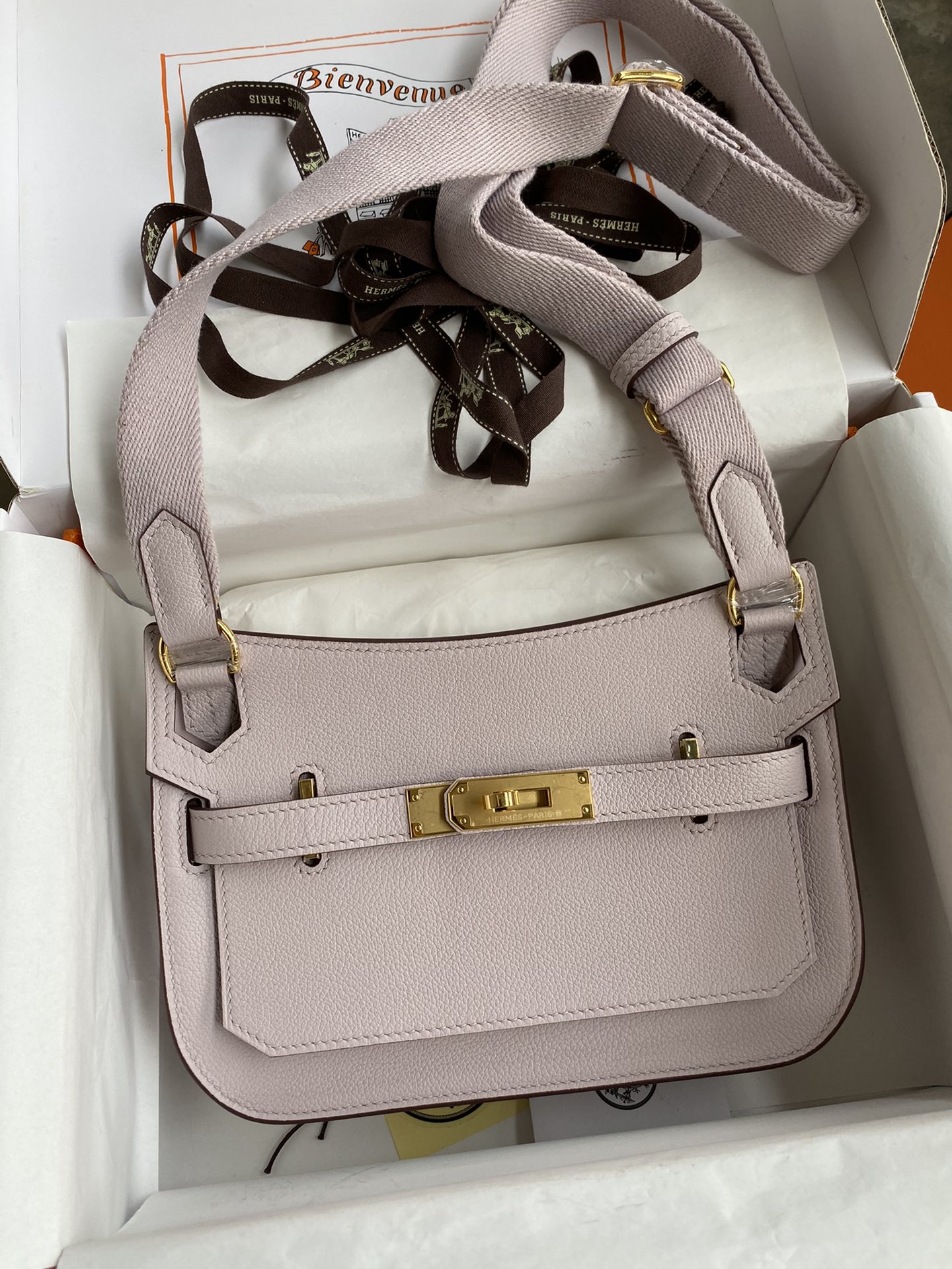 Hermes Jypsiere Mini Handmade Bag In PInk Purple Swift Calfskin With Gold