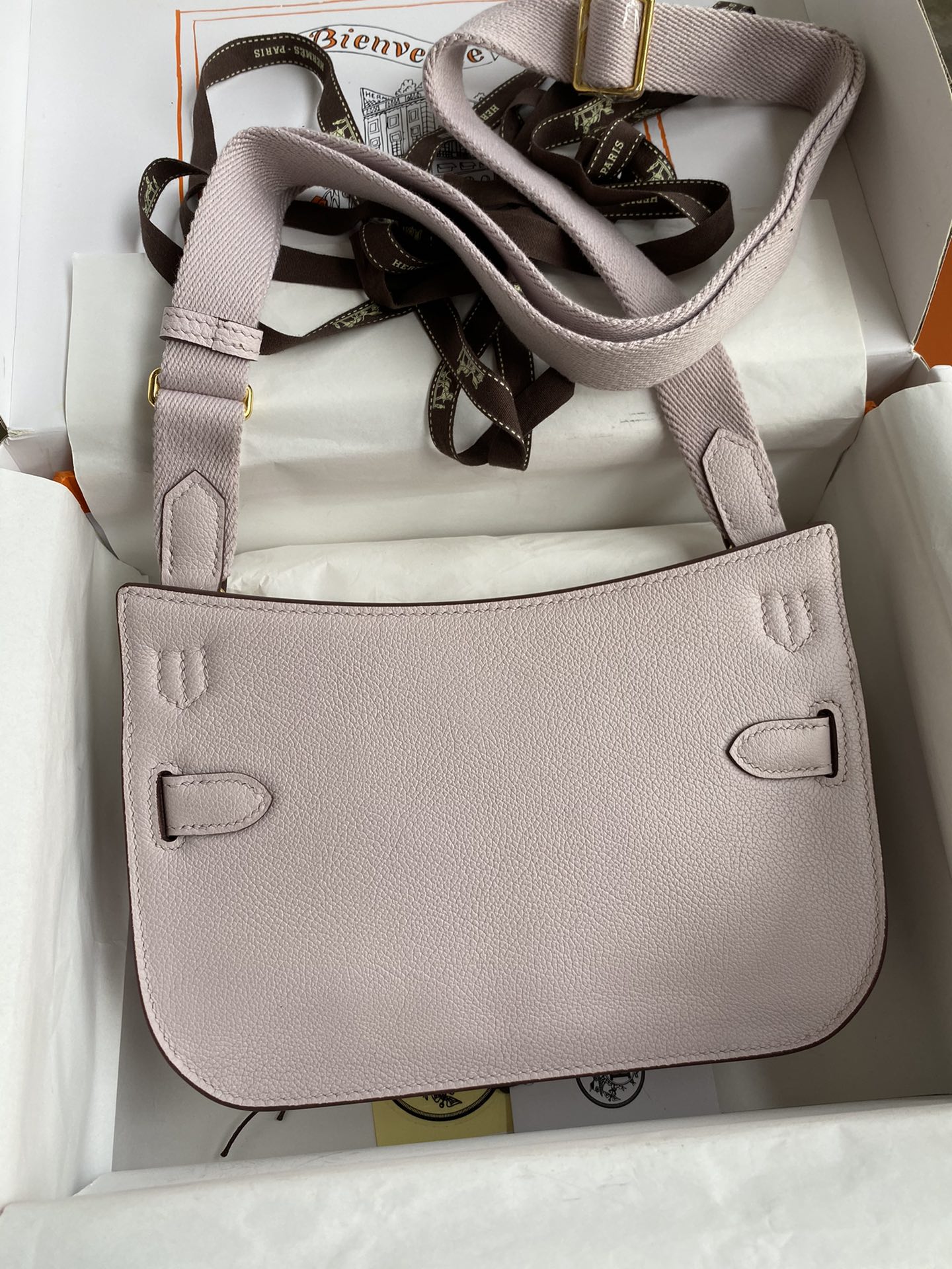 Hermes Jypsiere Mini Handmade Bag In PInk Purple Swift Calfskin With Gold