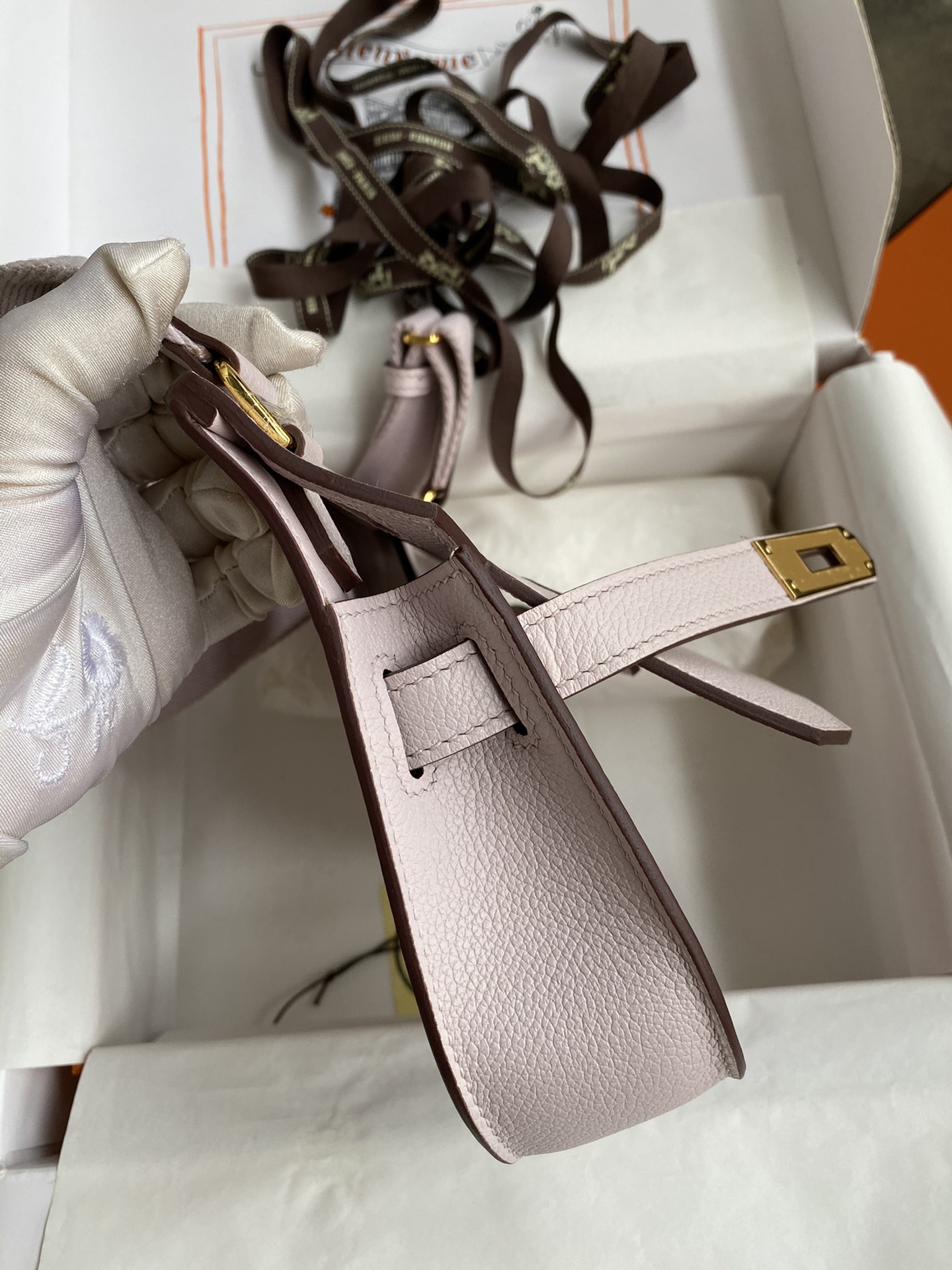 Hermes Jypsiere Mini Handmade Bag In PInk Purple Swift Calfskin With Gold