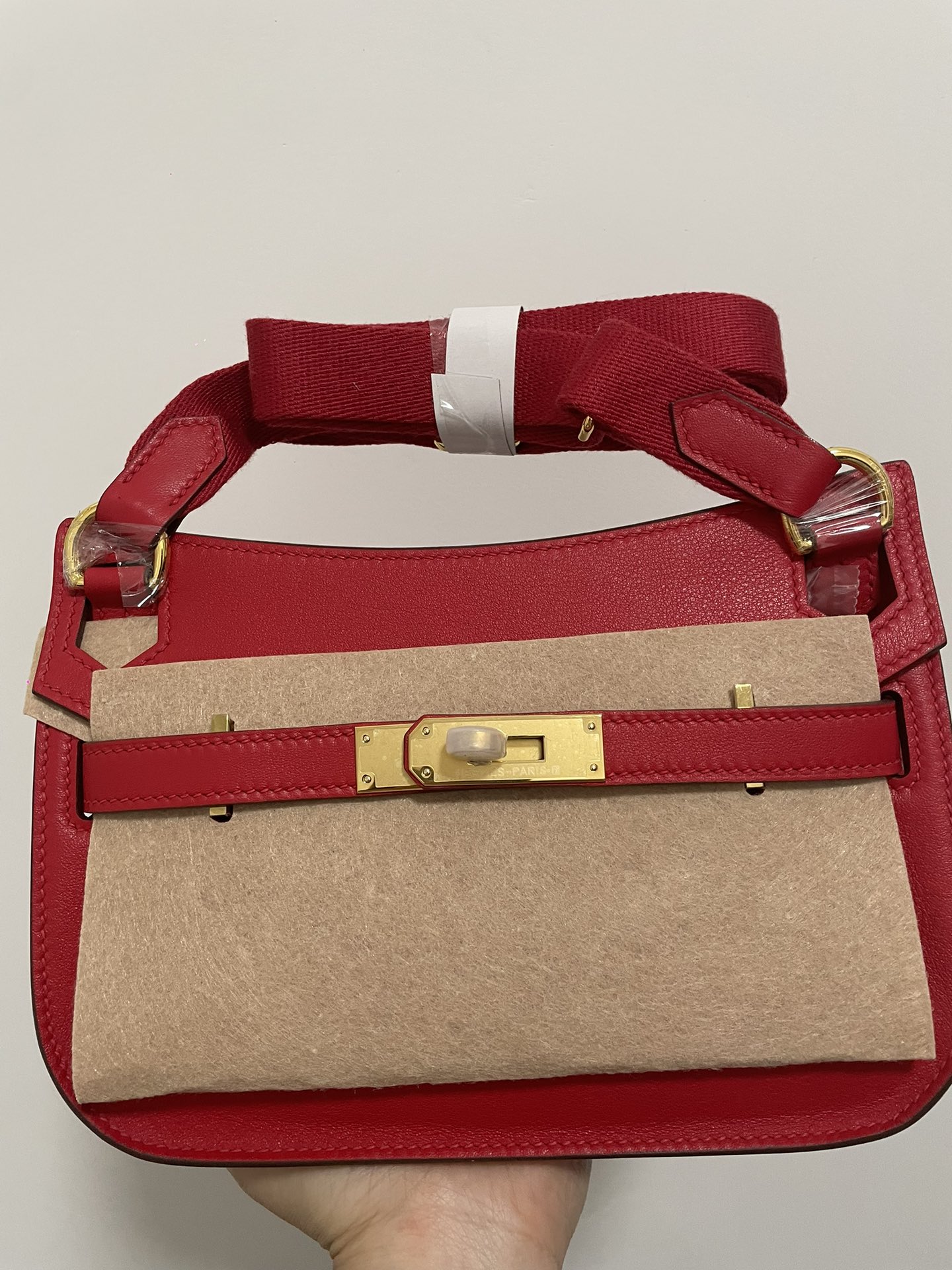 Hermes Jypsiere Mini Handmade Bag In Red Swift Calfskin With Gold