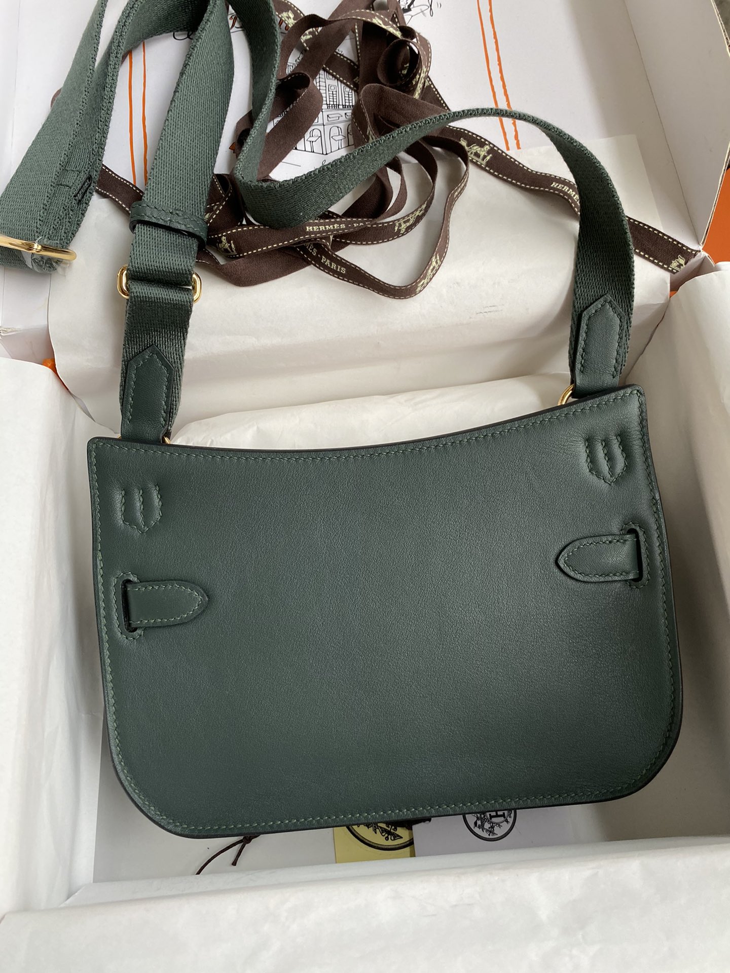 Hermes Jypsiere Mini Handmade Bag In Vert Rousseau-1 Swift Calfskin With Gold