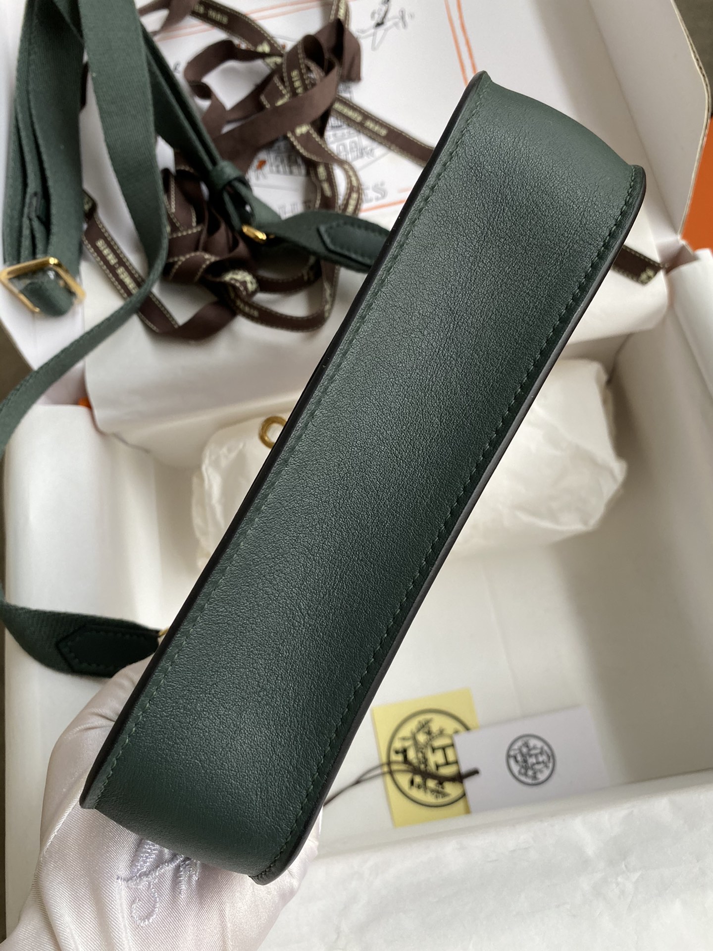 Hermes Jypsiere Mini Handmade Bag In Vert Rousseau-1 Swift Calfskin With Gold