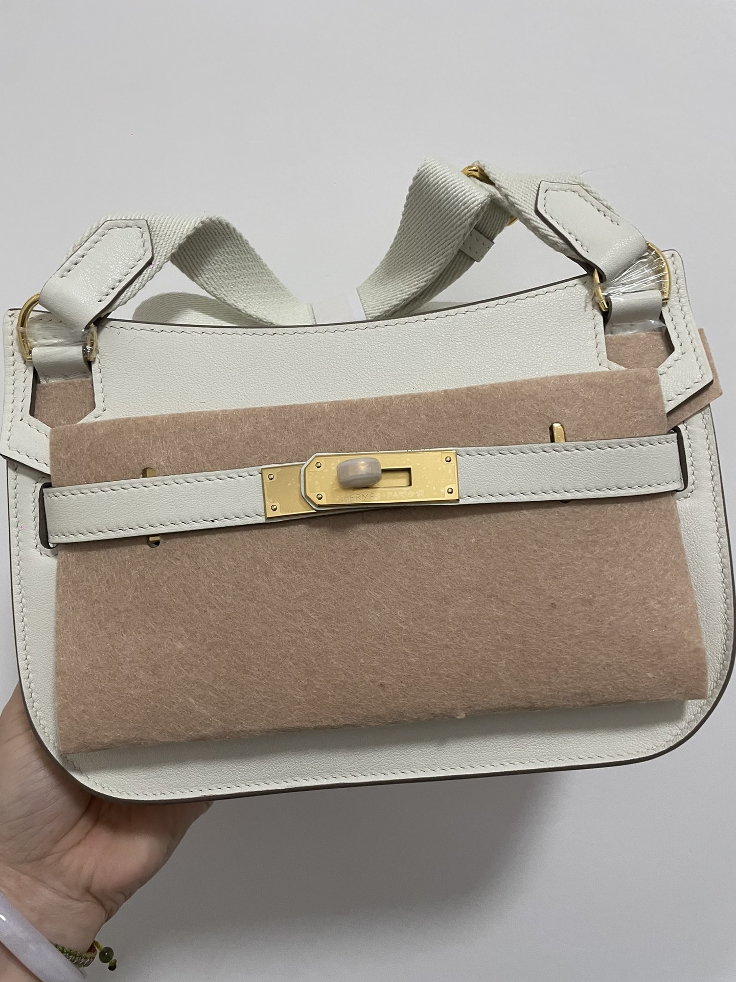 Hermes Jypsiere Mini Handmade Bag In White Swift Calfskin With Gold