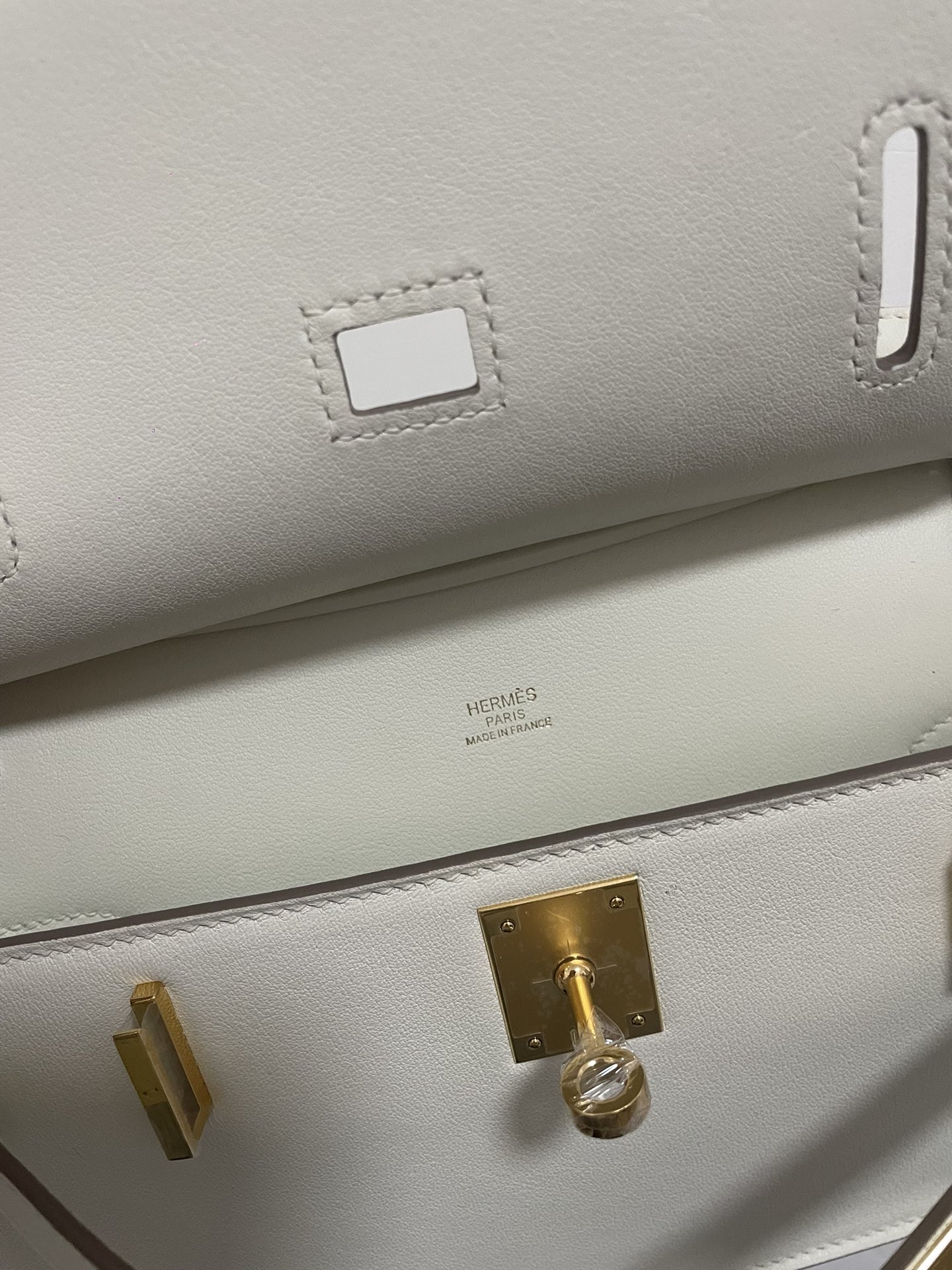 Hermes Jypsiere Mini Handmade Bag In White Swift Calfskin With Gold