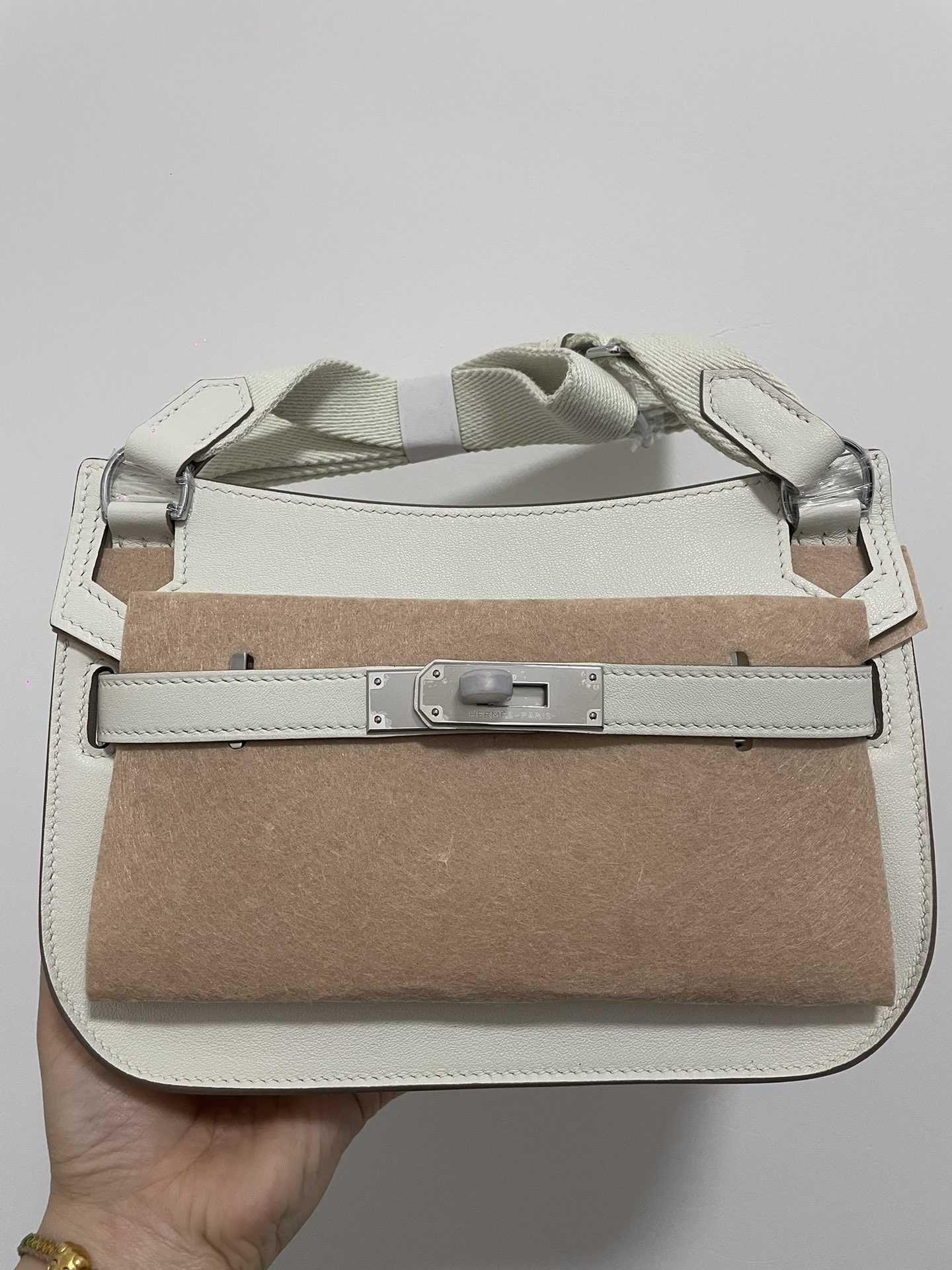 Hermes Jypsiere Mini Handmade Bag In White Swift Calfskin With Silver